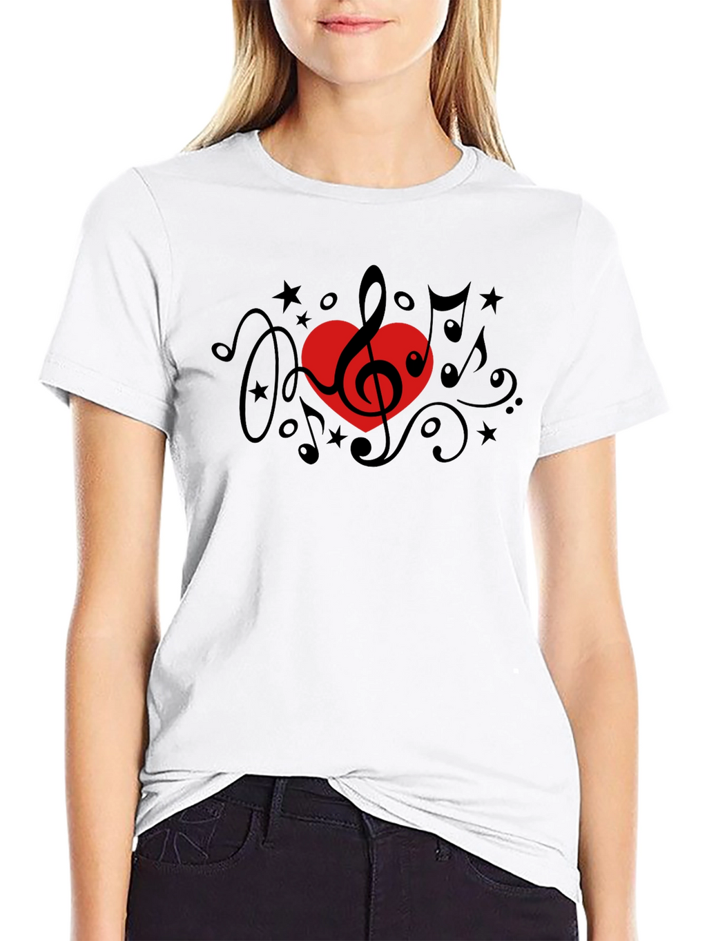 Music Lover T-Shirt - Treble Clef Heart Design