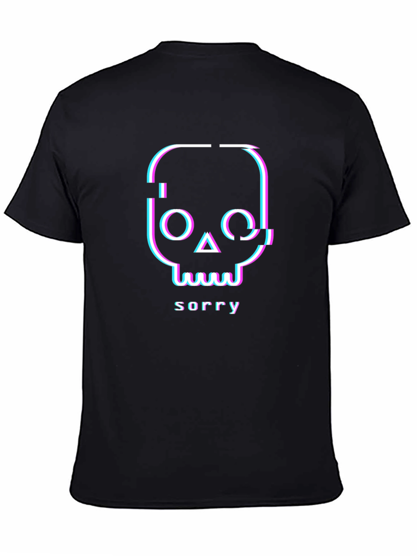 Glitch Skull Sorry T-Shirt - Unique Graphic Tee