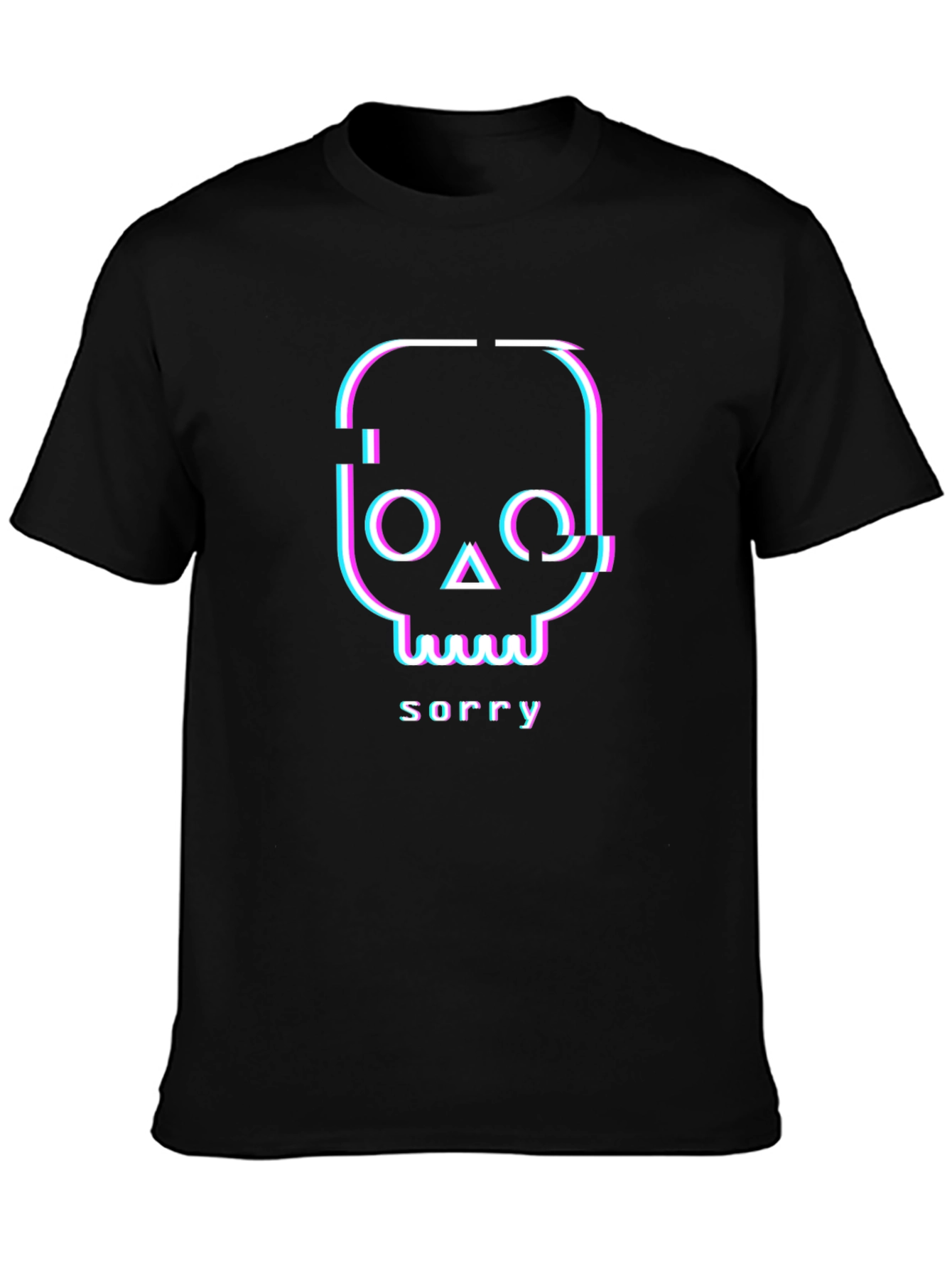 Glitch Skull Sorry T-Shirt - Unique Graphic Tee