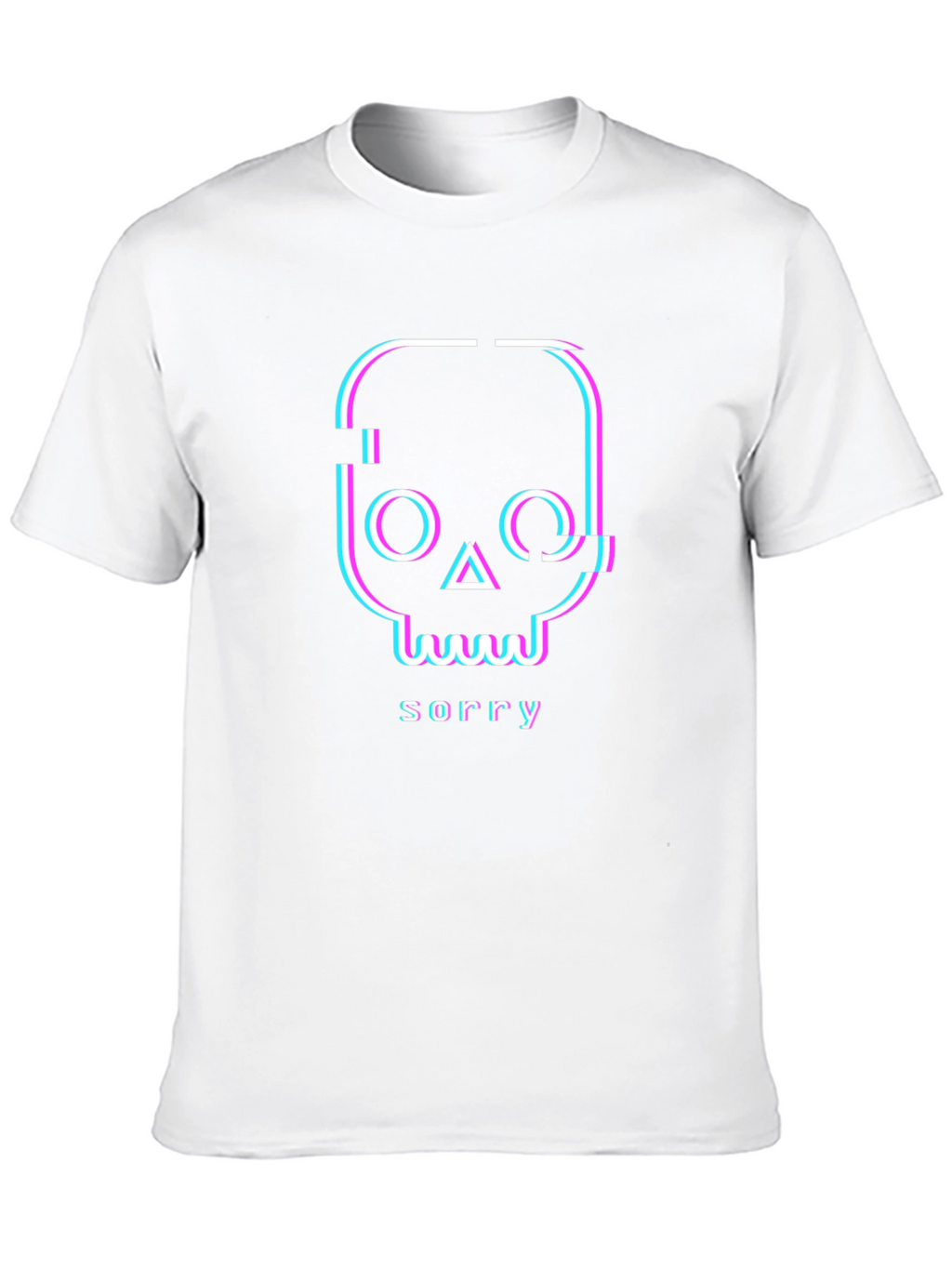 Glitch Skull Sorry T-Shirt - Unique Graphic Tee