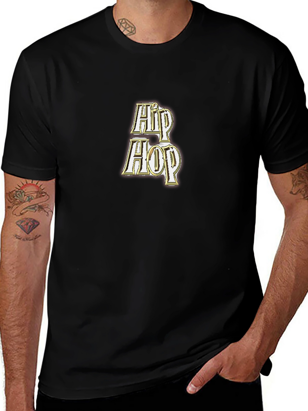 Hip Hop Graphic Tee - Black Cotton T-Shirt