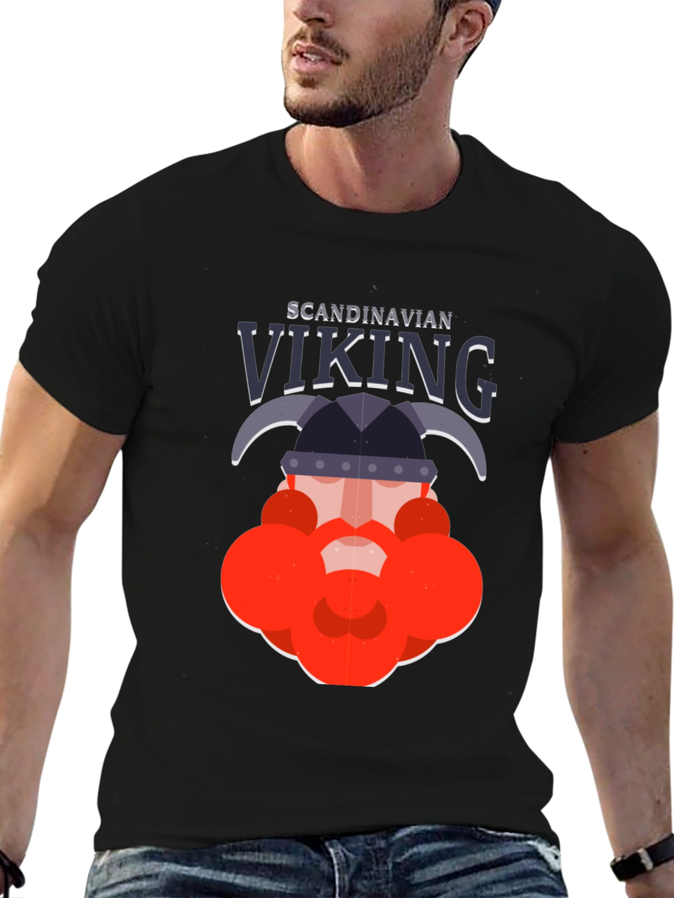 Scandinavian Viking Graphic Tee - Bold Black Shirt