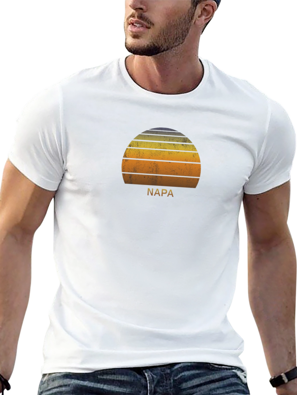 Napa Sunset Graphic Tee - Retro Style Black T-Shirt