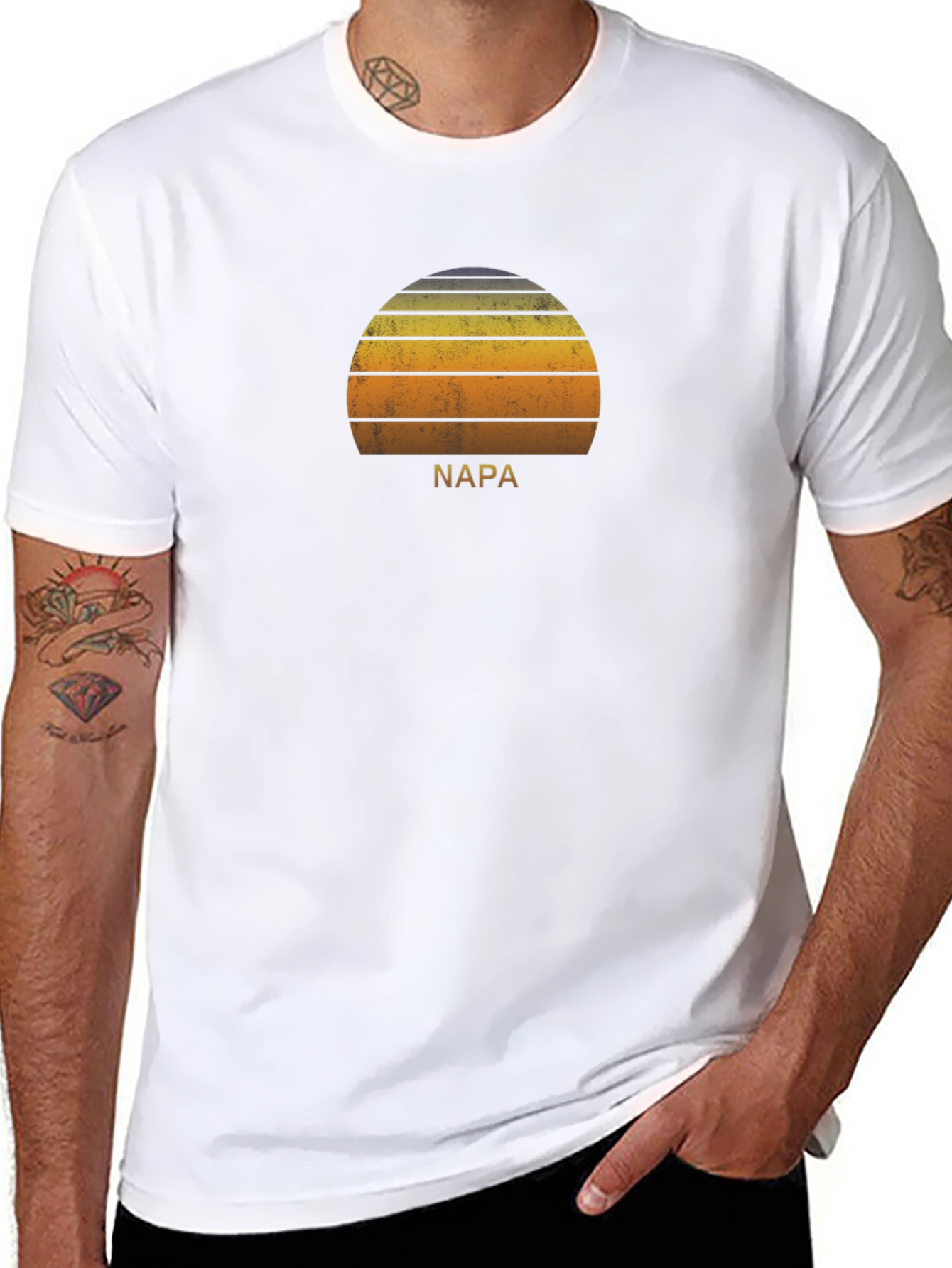 Napa Sunset Graphic Tee - Retro Style Black T-Shirt