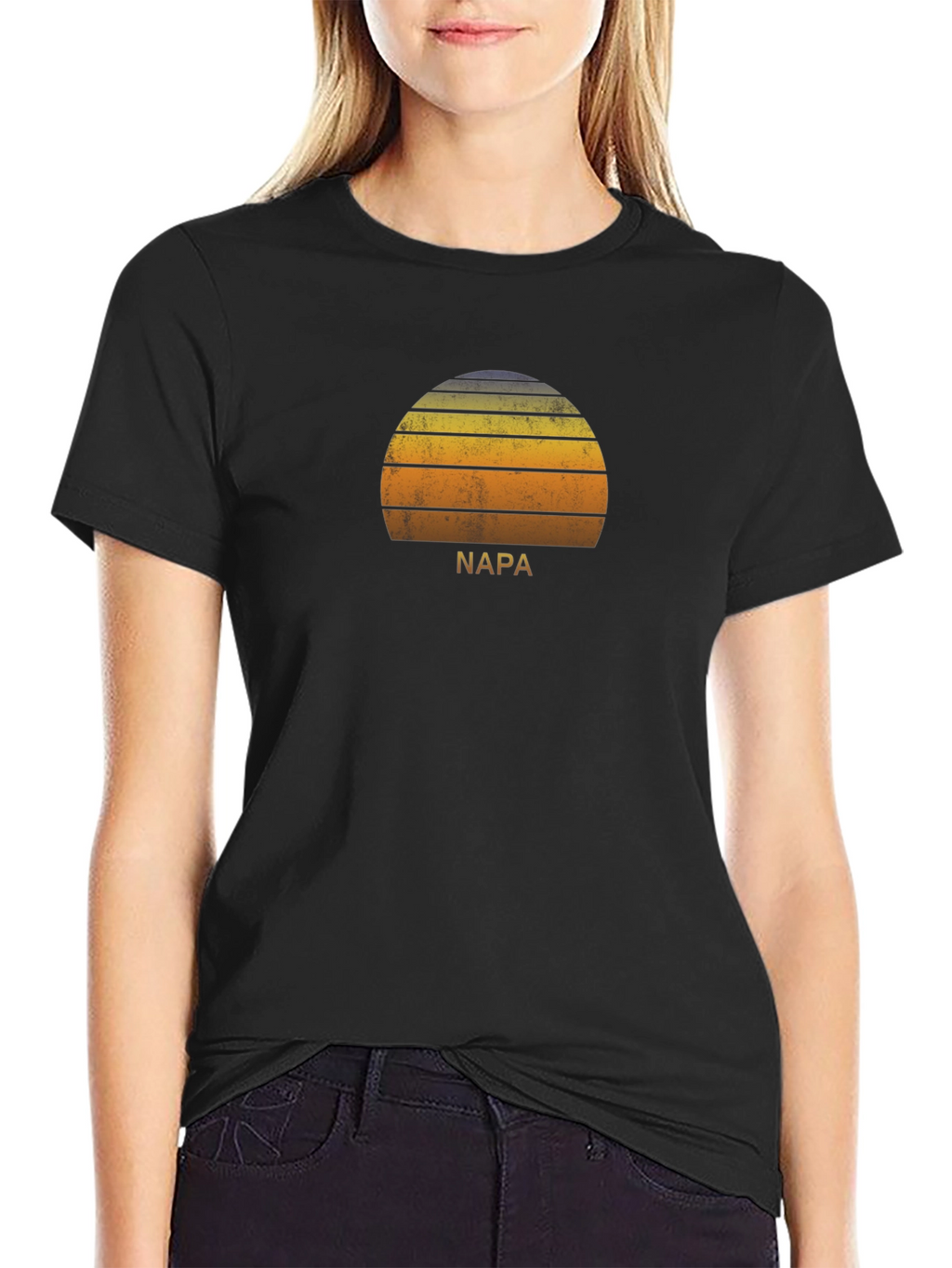 Napa Sunset Graphic Tee - Retro Style Black T-Shirt