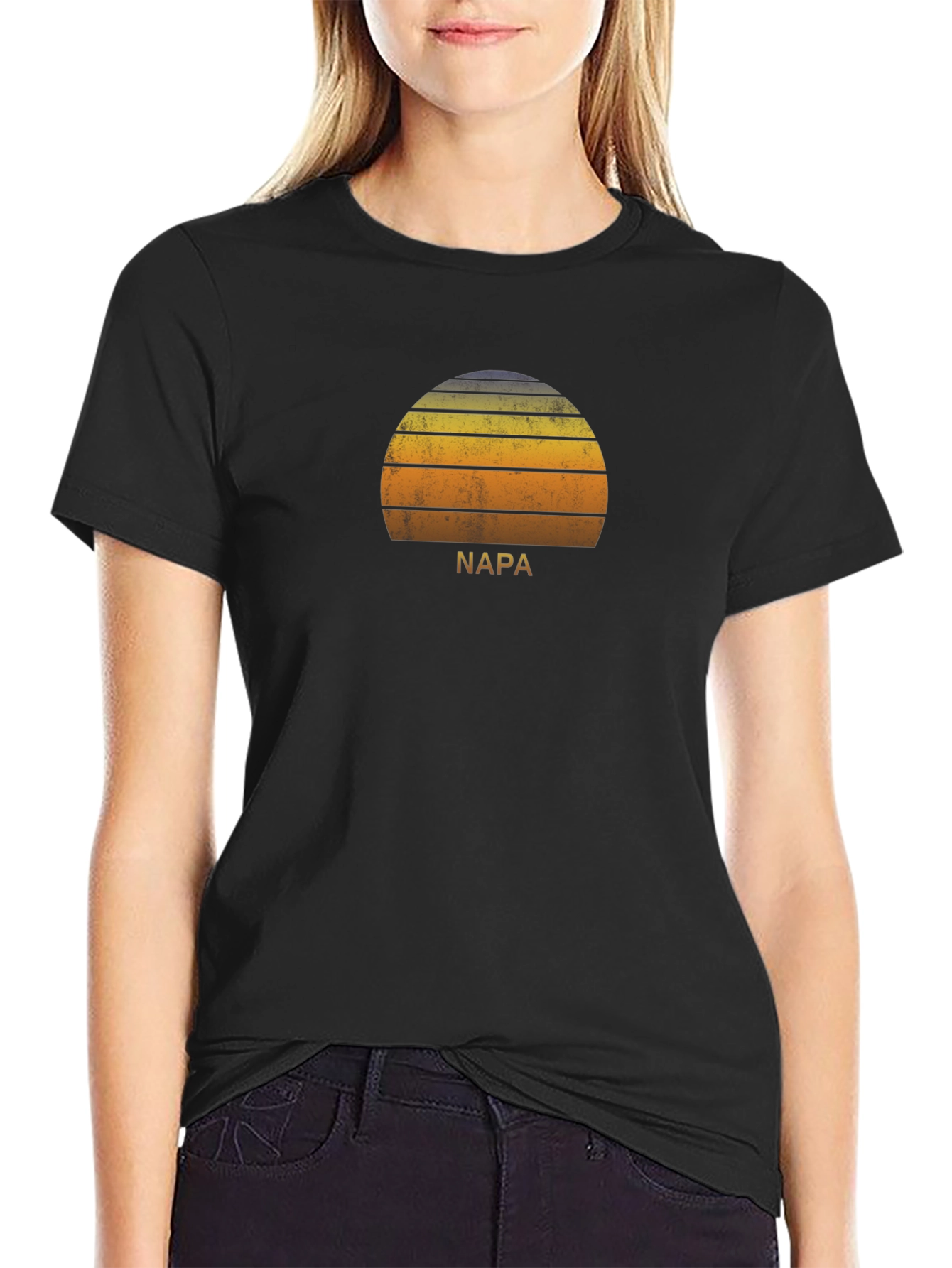 Napa Sunset Graphic Tee - Retro Style Black T-Shirt