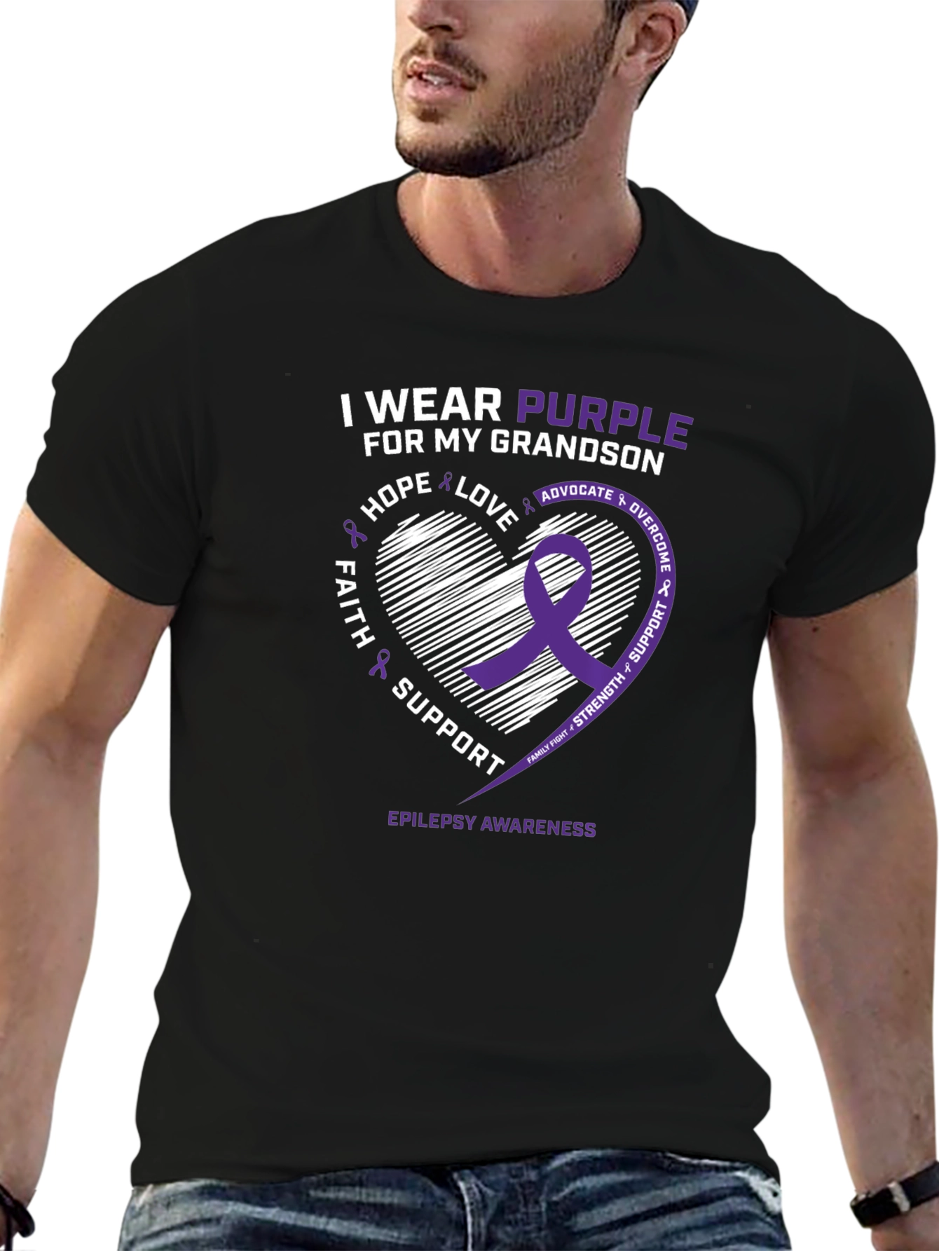Purple Epilepsy Awareness T-Shirt - Grandson Support