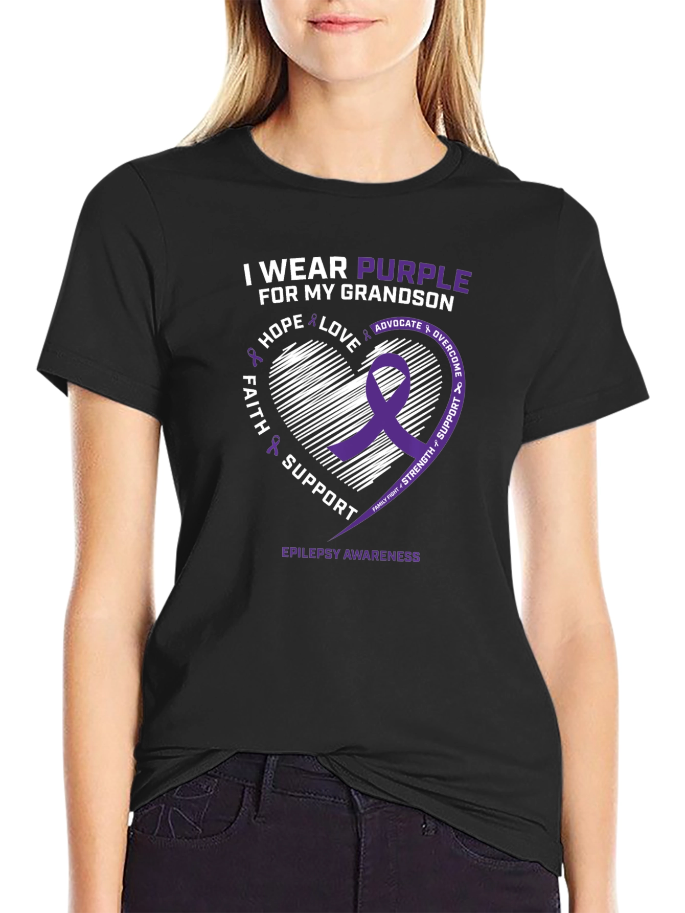 Purple Epilepsy Awareness T-Shirt - Grandson Support