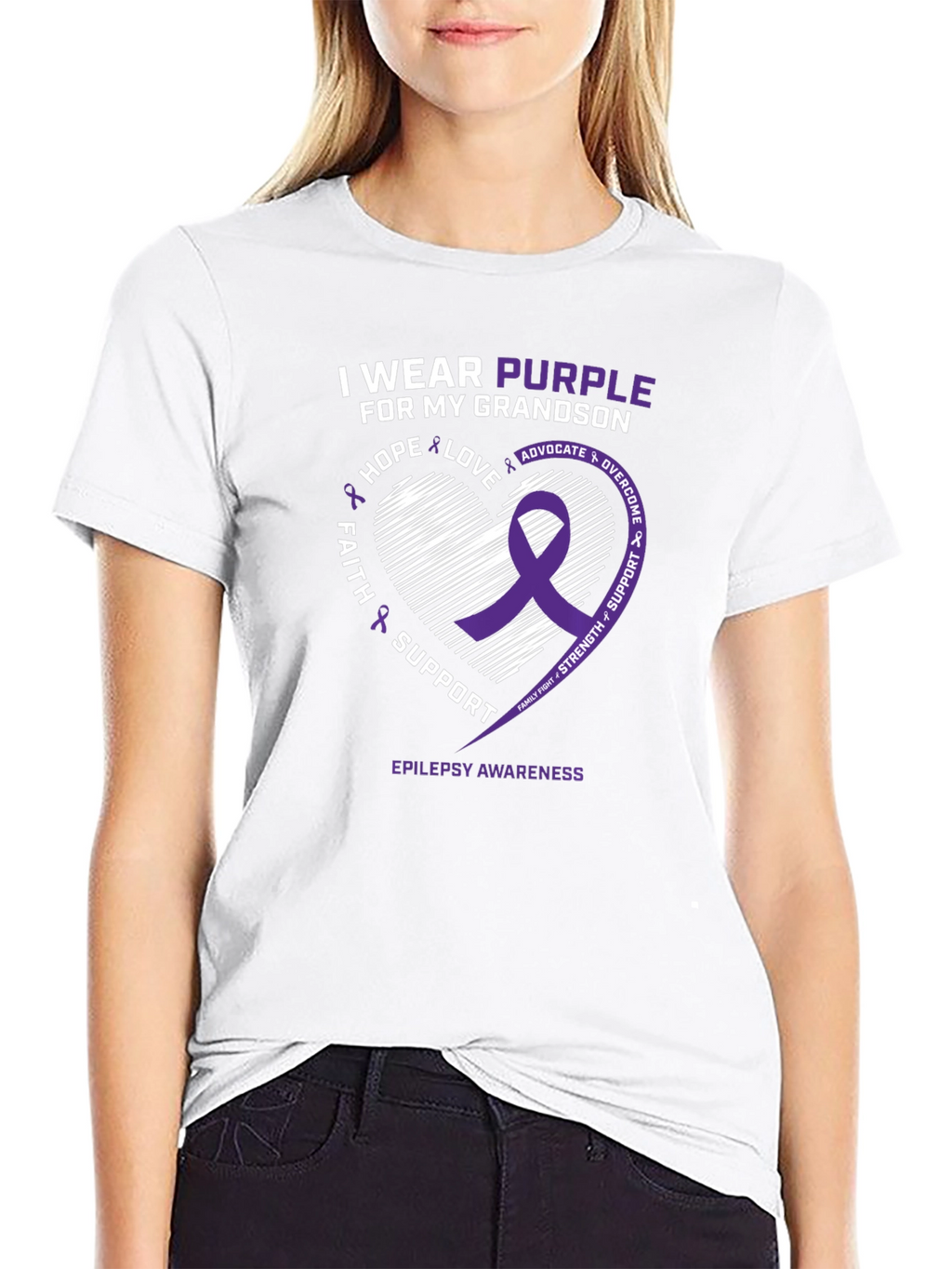 Purple Epilepsy Awareness T-Shirt - Grandson Support