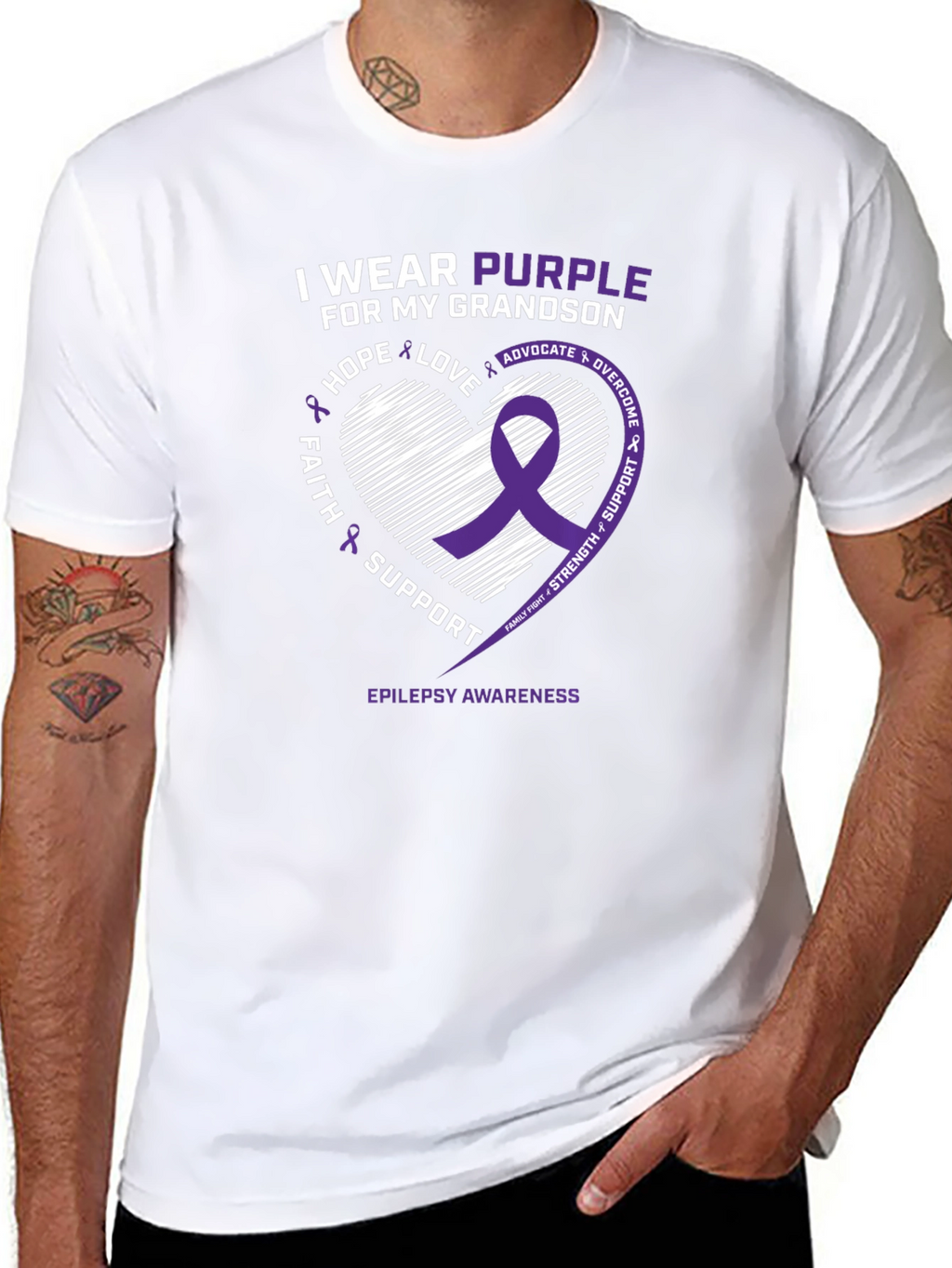 Purple Epilepsy Awareness T-Shirt - Grandson Support