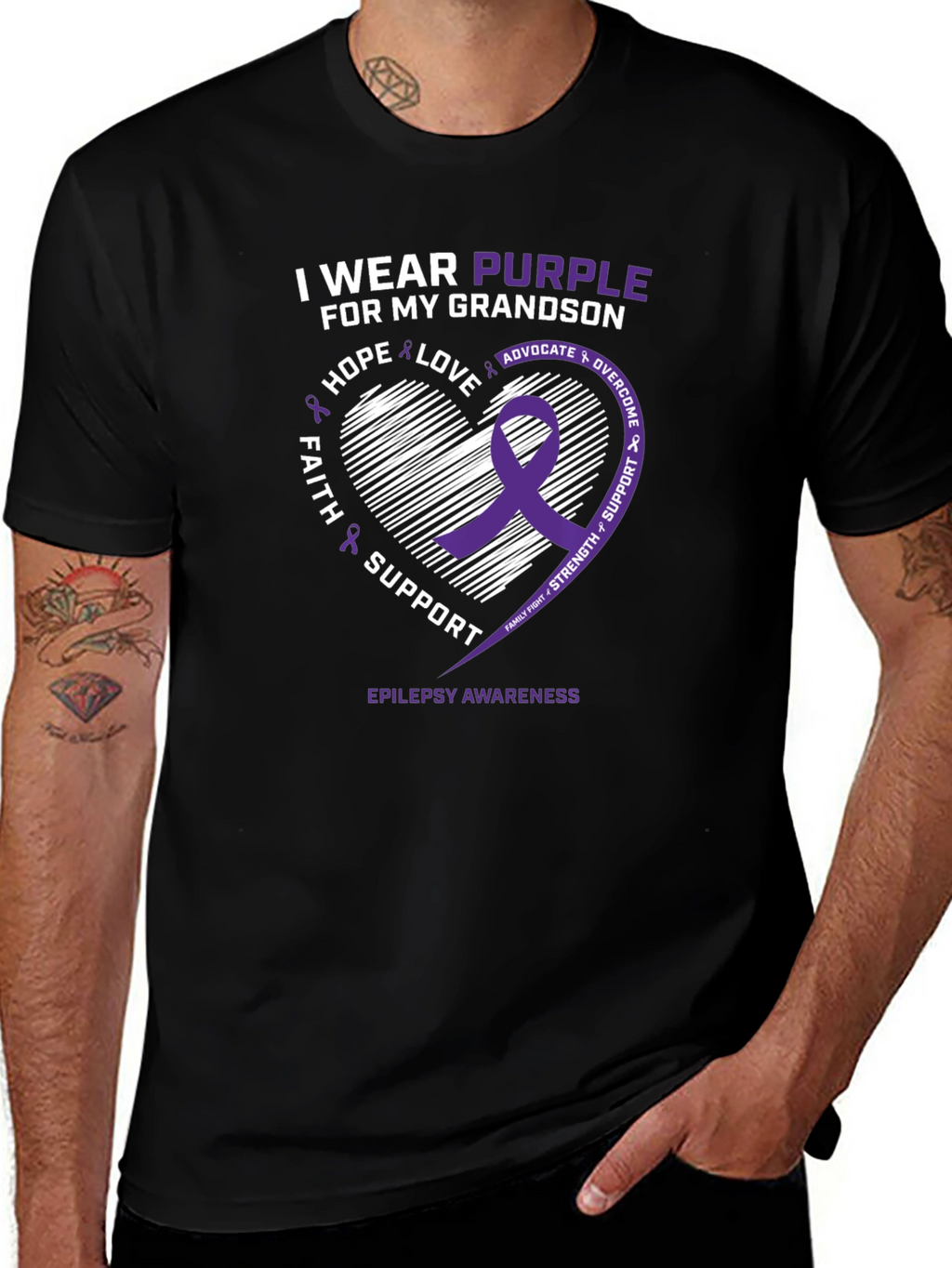 Purple Epilepsy Awareness T-Shirt - Grandson Support
