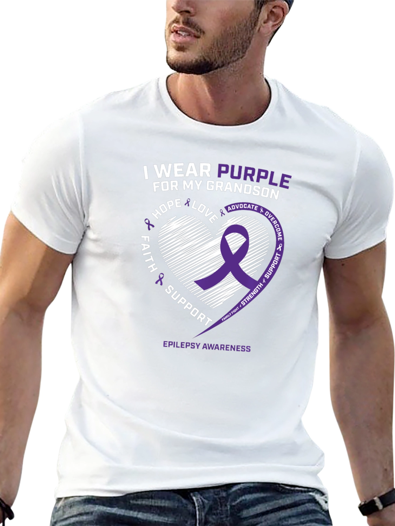 Purple Epilepsy Awareness T-Shirt - Grandson Support
