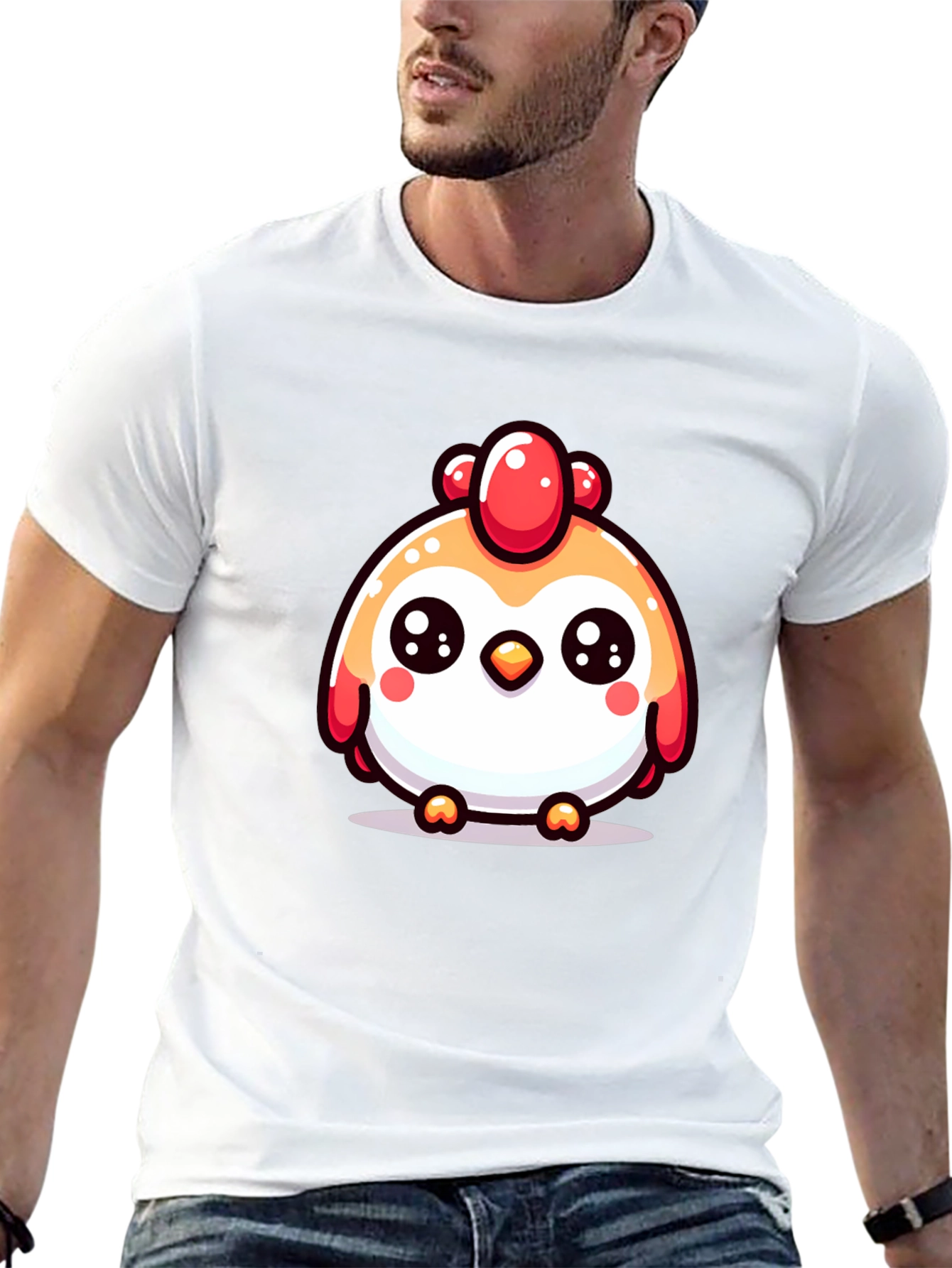 Cute Chicken Graphic Black T-Shirt