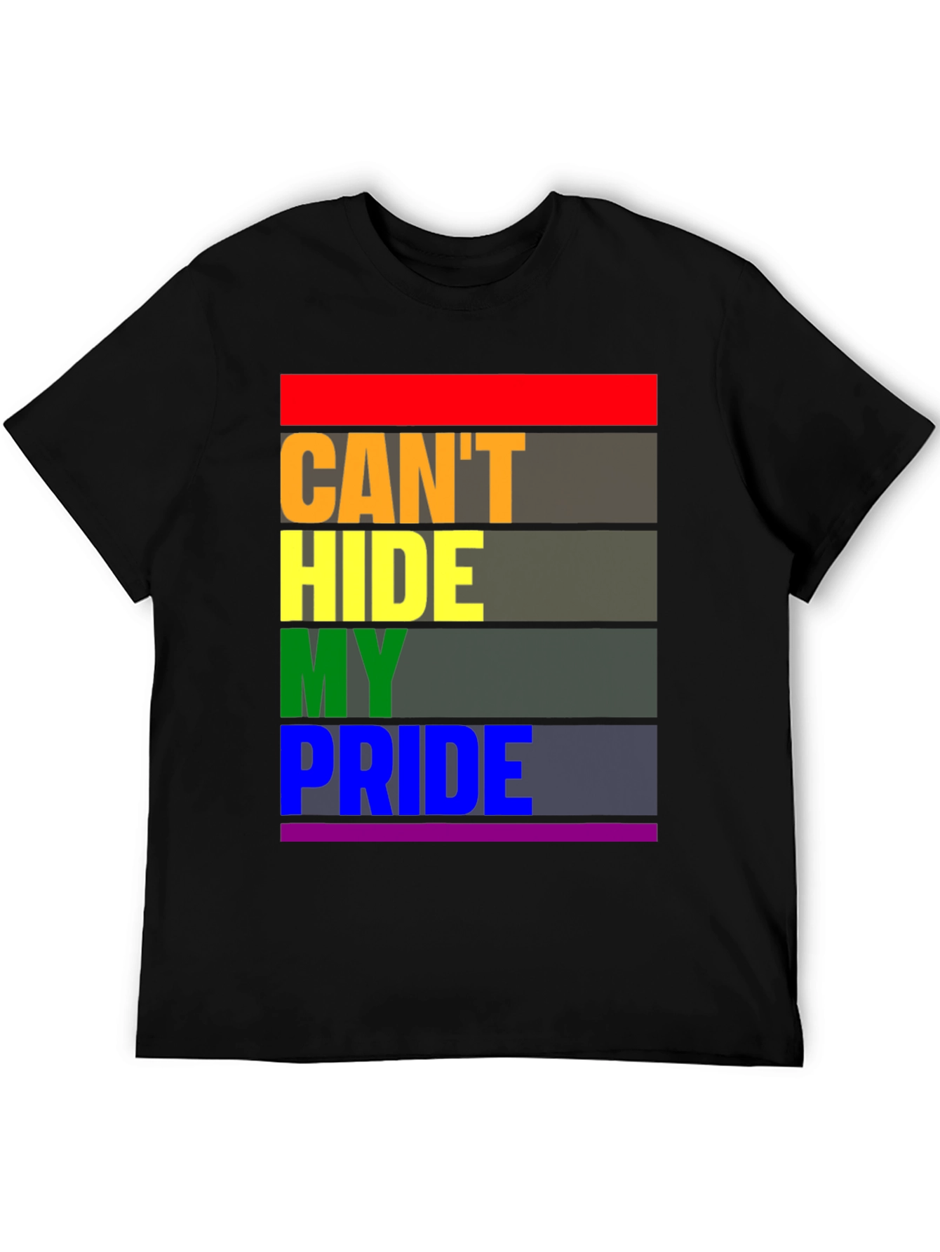 Pride Month T-Shirt - Cant Hide My Pride - Rainbow Stripes