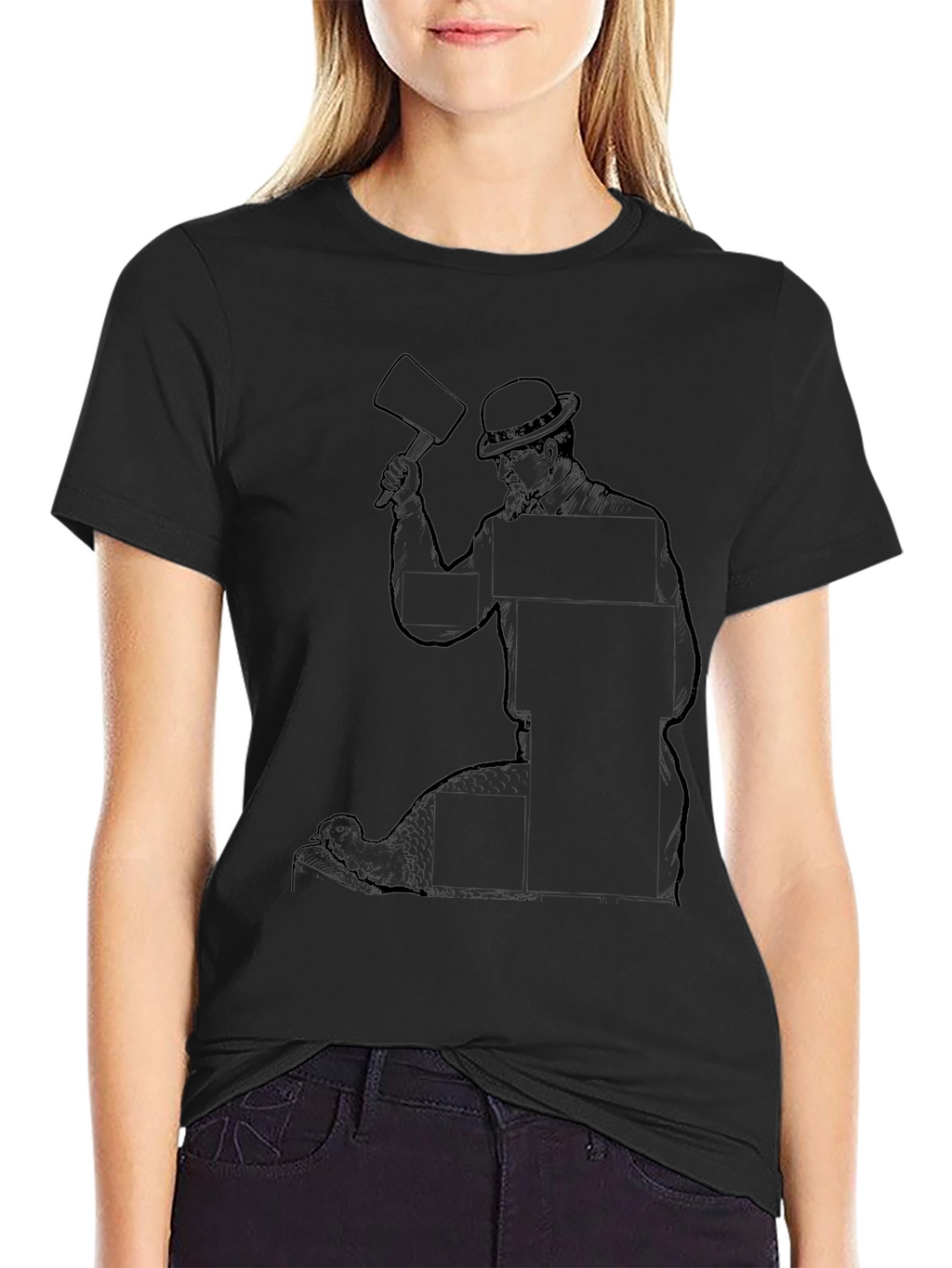 Black T-Shirt with Stone Carver Design