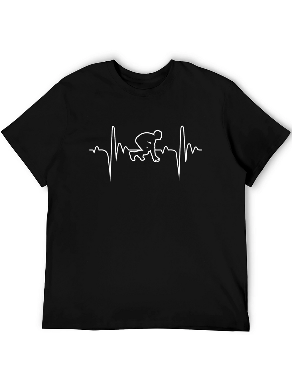 Runner Heartbeat Graphic Tee - Black Cotton T-Shirt