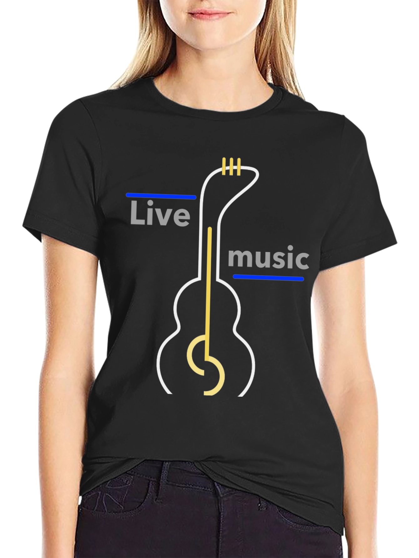 Live Music Guitar Graphic Tee - Stylish Mens T-Shirt
