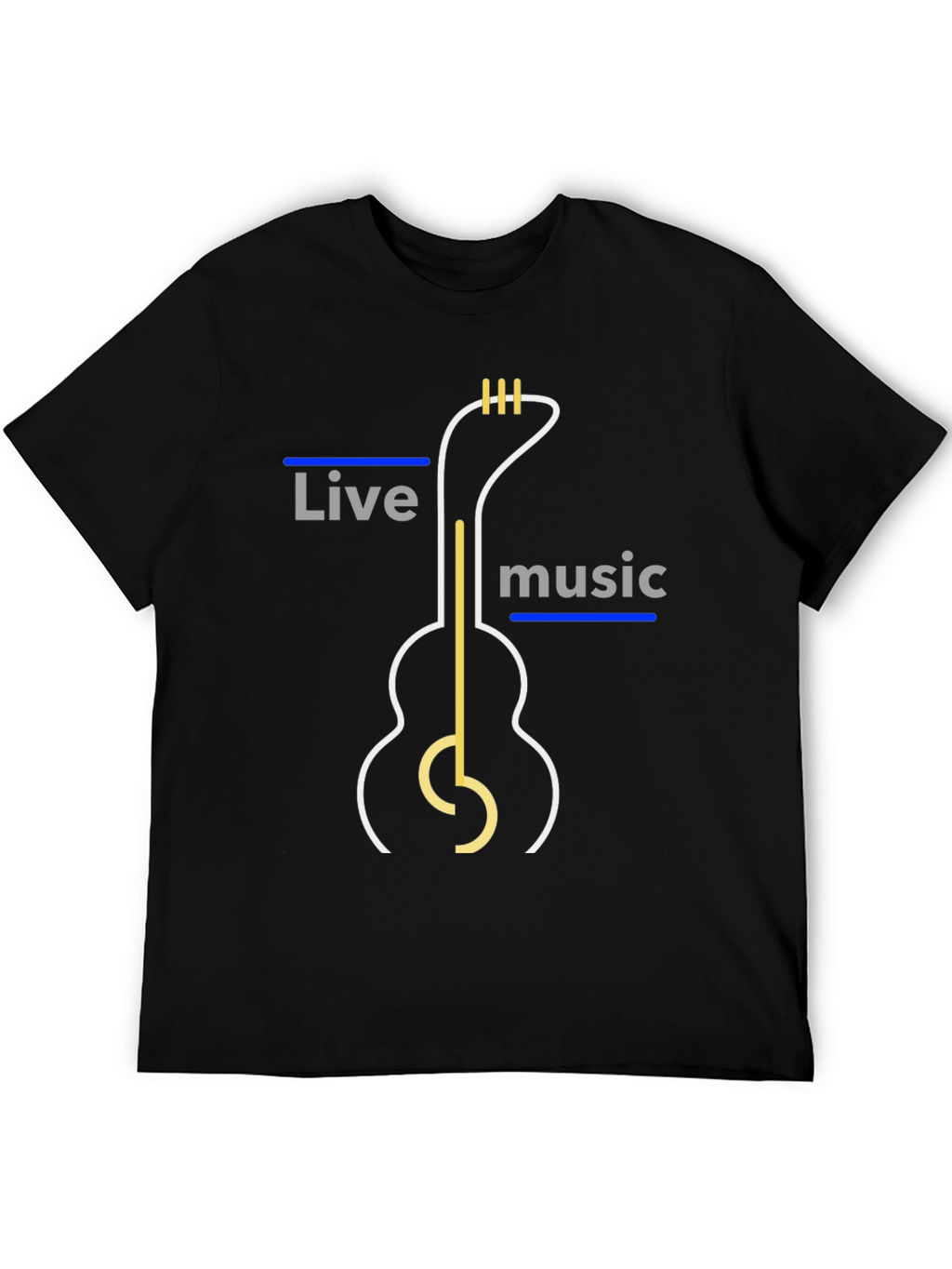 Live Music Guitar Graphic Tee - Stylish Mens T-Shirt