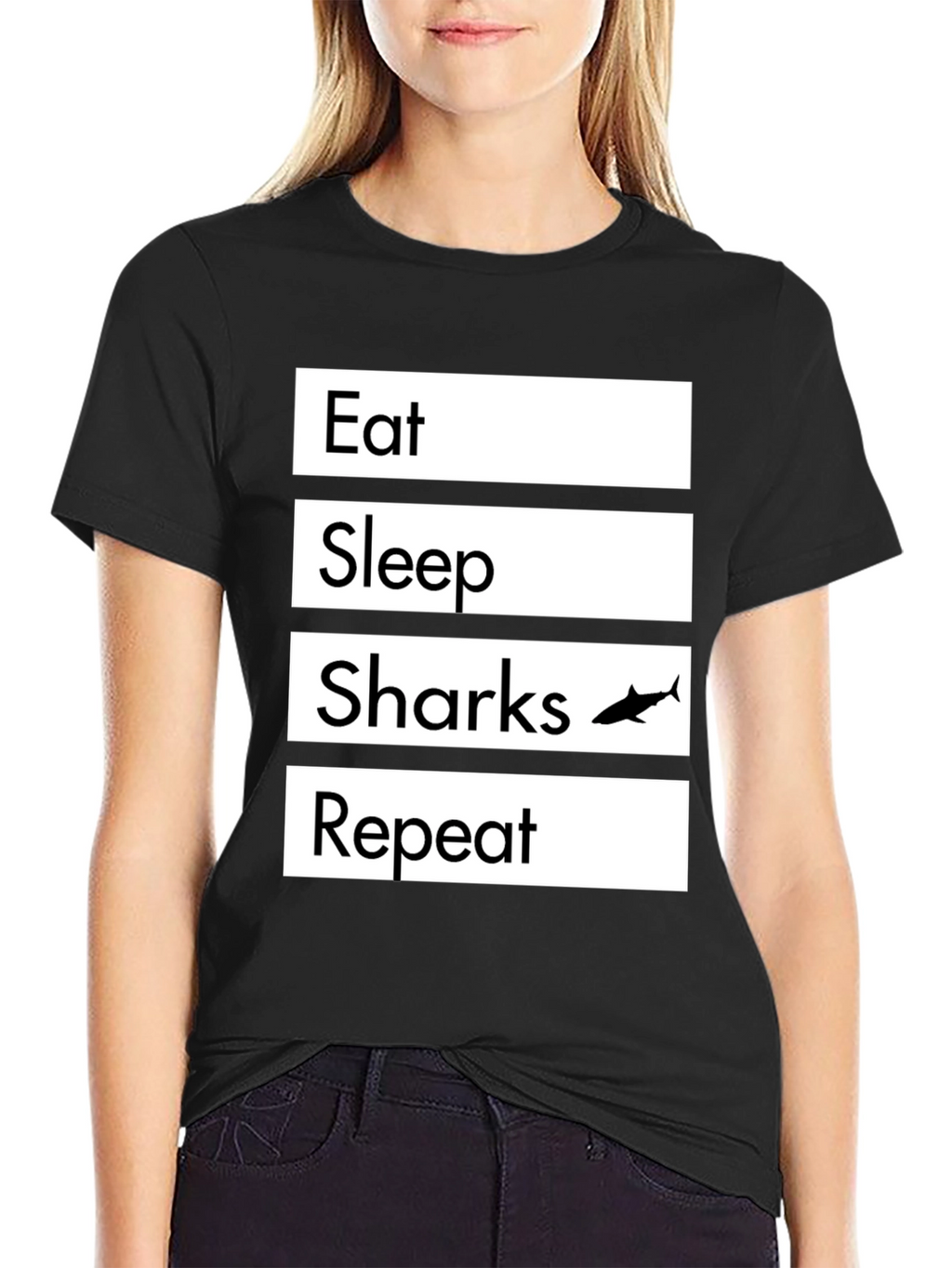Eat Sleep Sharks Repeat Graphic T-Shirt
