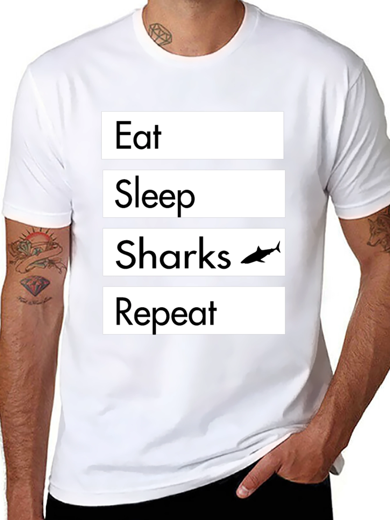 Eat Sleep Sharks Repeat Graphic T-Shirt
