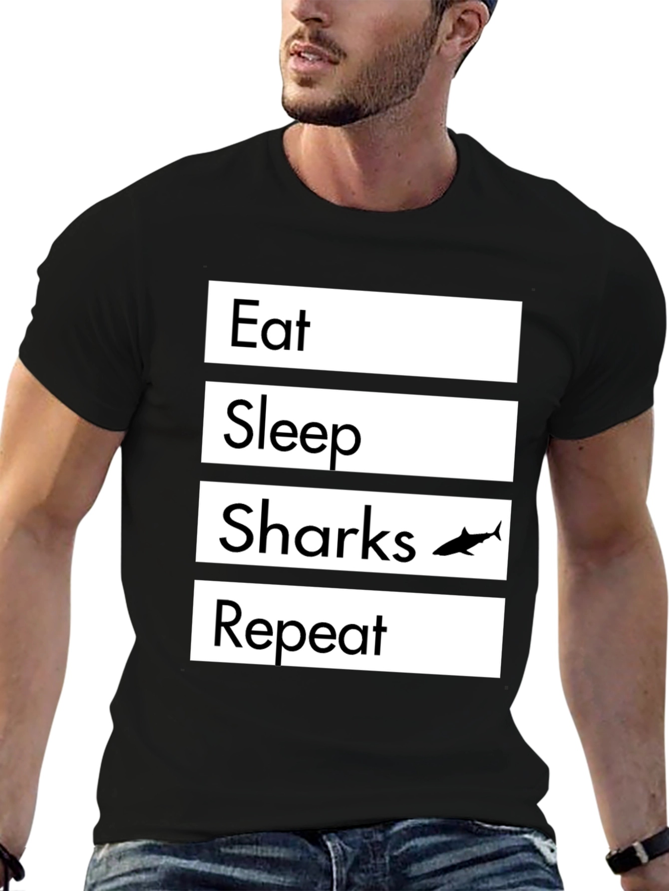 Eat Sleep Sharks Repeat Graphic T-Shirt