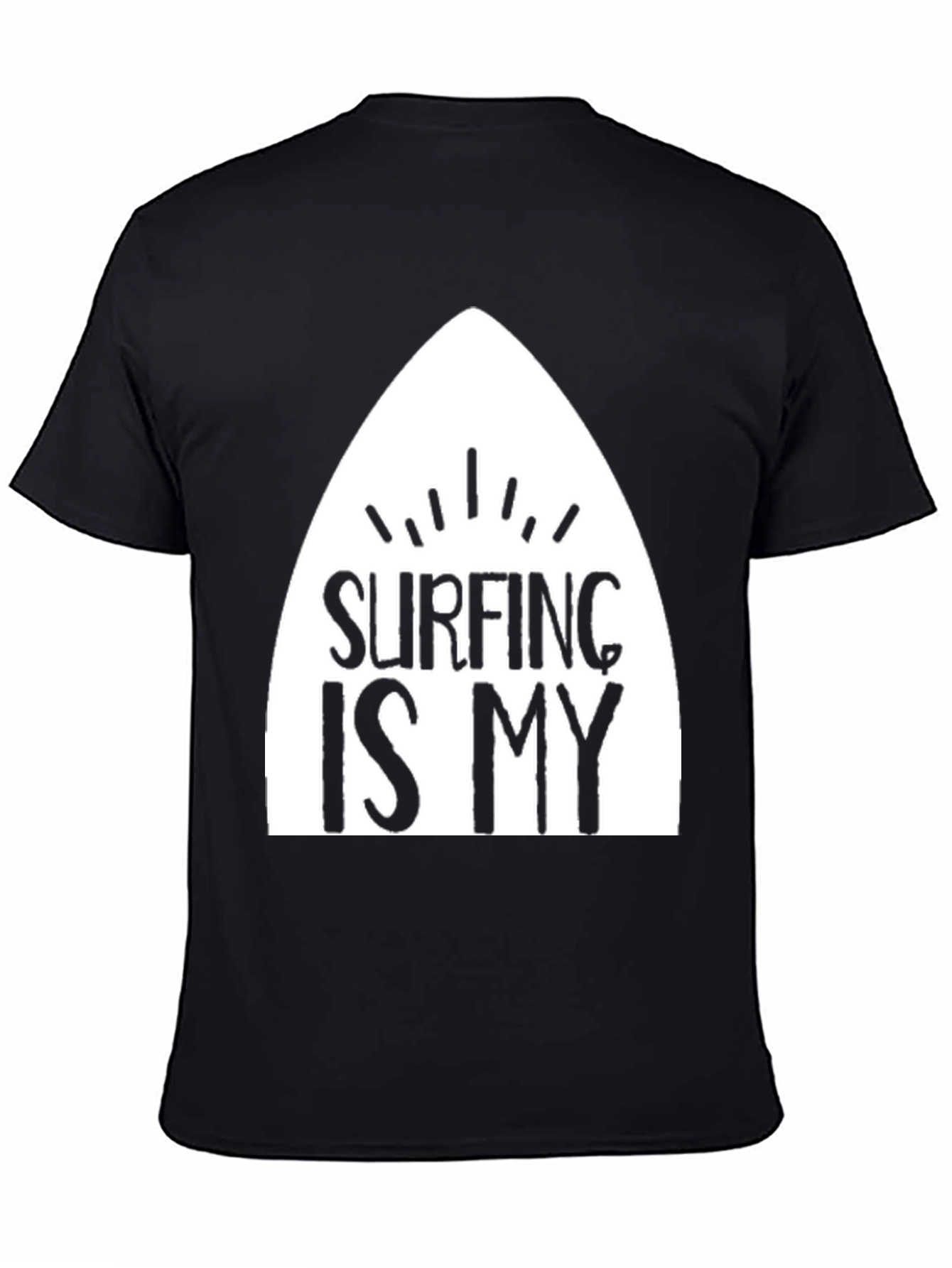 Surfing Is My T-Shirt - Black Cotton Surfboard Tee