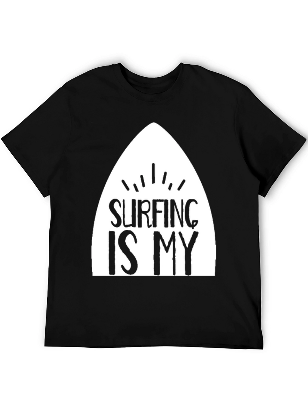 Surfing Is My T-Shirt - Black Cotton Surfboard Tee