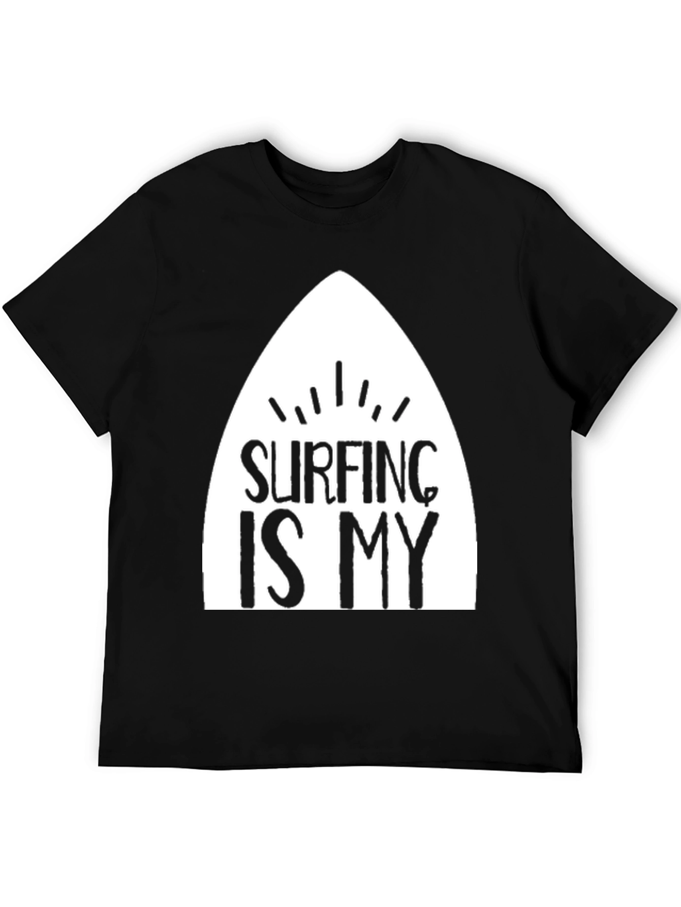 Surfing Is My T-Shirt - Black Cotton Surfboard Tee