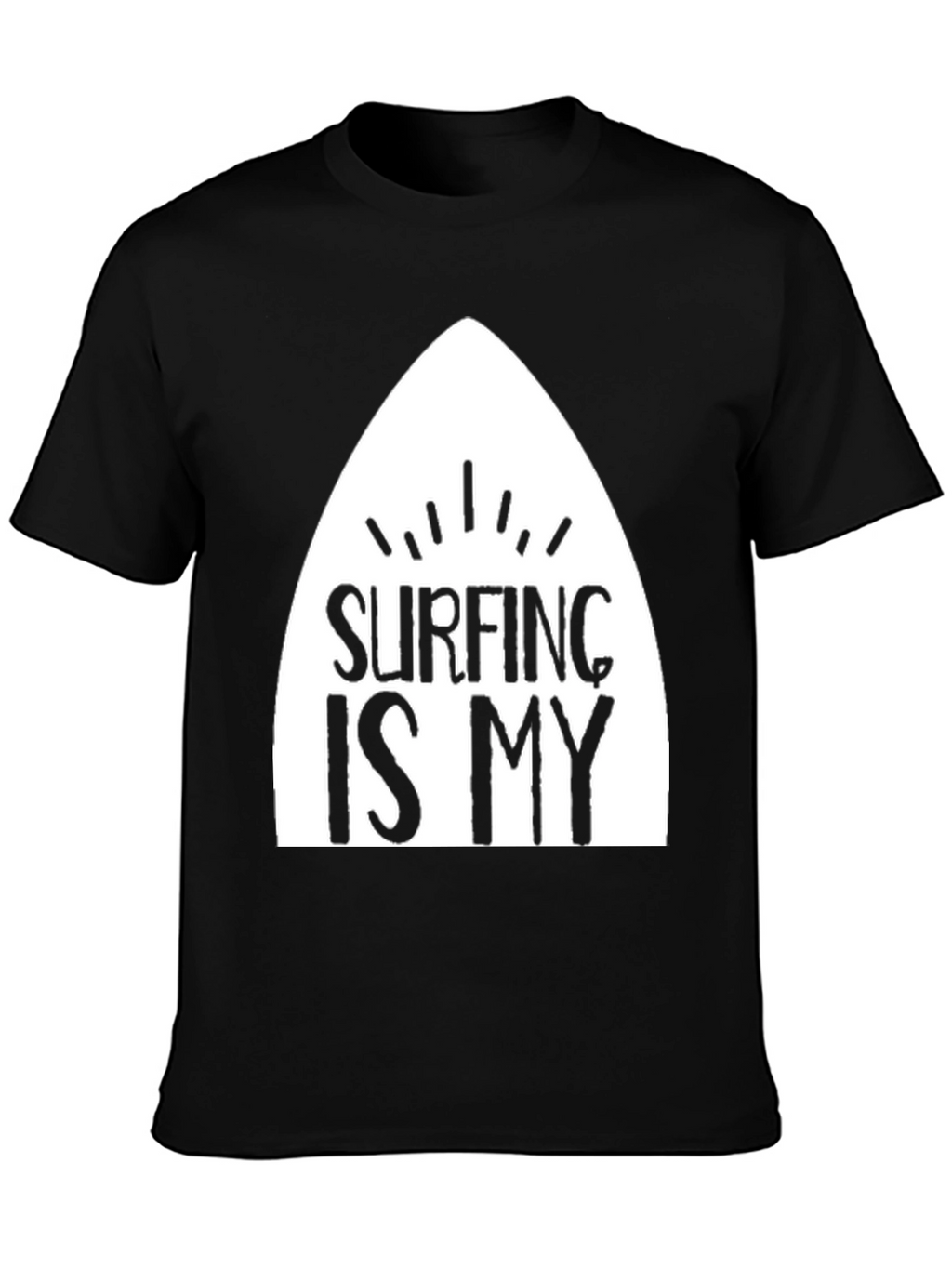 Surfing Is My T-Shirt - Black Cotton Surfboard Tee