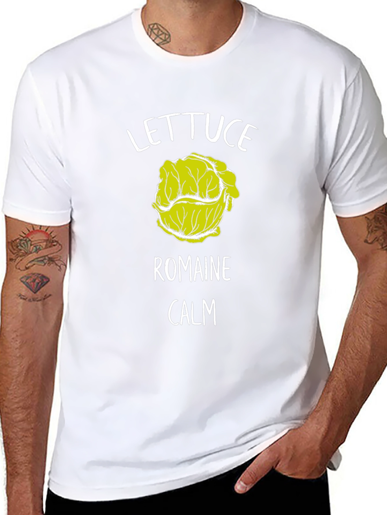 Lettuce Romaine Calm T-Shirt Funny Graphic Tee