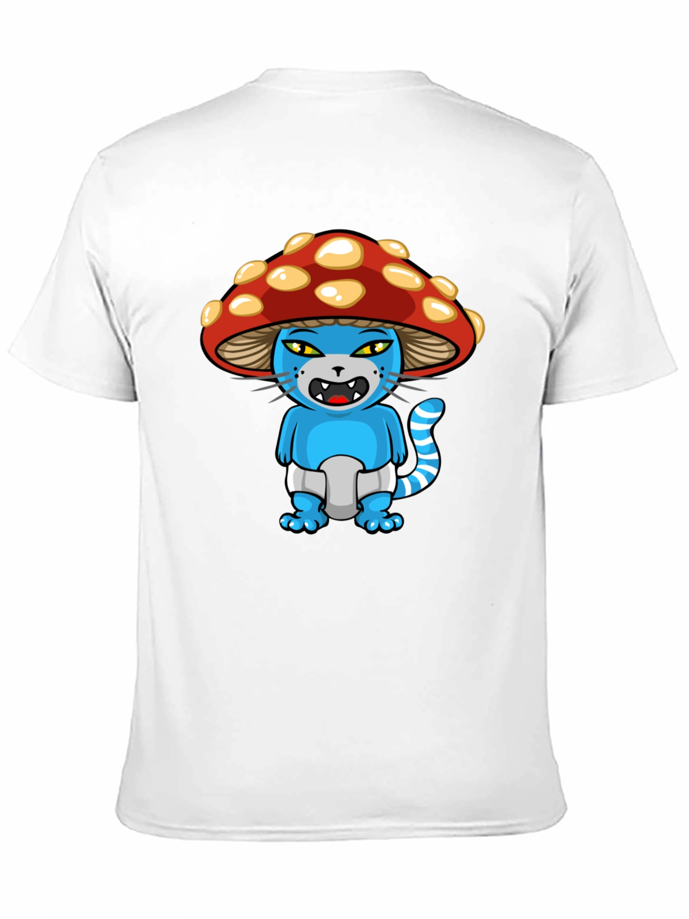 Mushroom Cat Cartoon Graphic T-Shirt