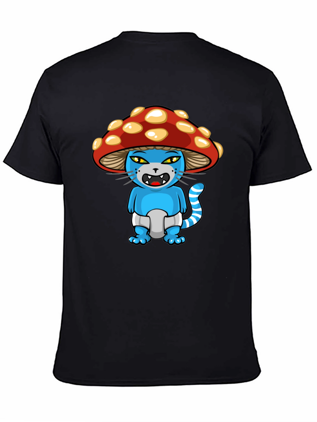 Mushroom Cat Cartoon Graphic T-Shirt