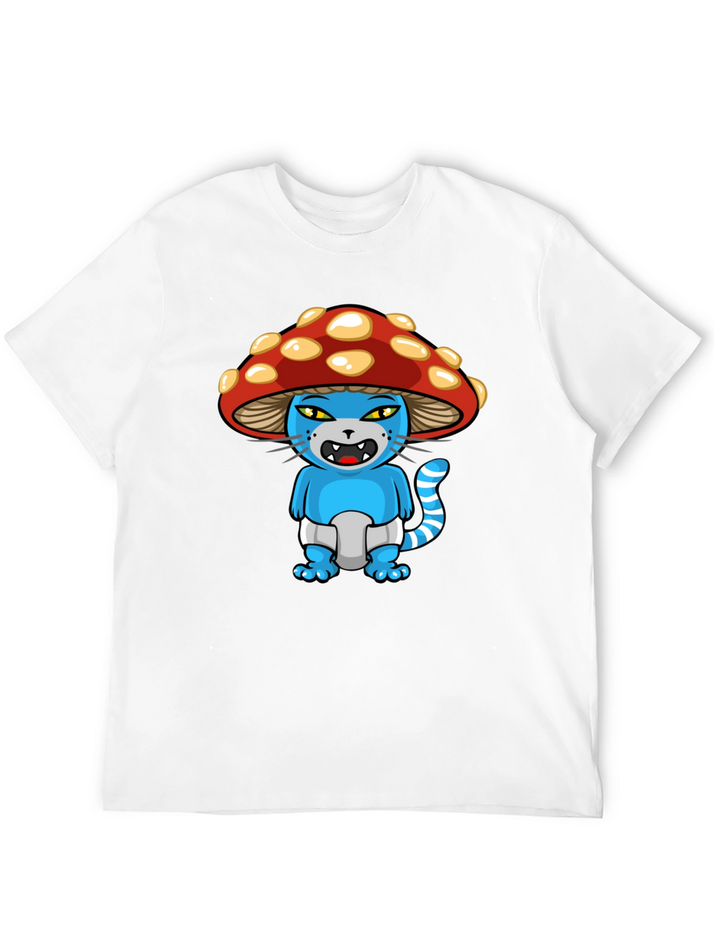 Mushroom Cat Cartoon Graphic T-Shirt