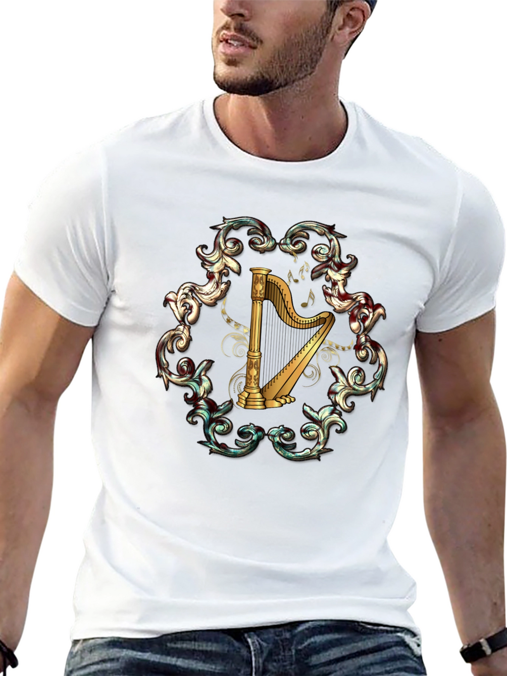 Harp Music T-Shirt - Classic Instrument Design