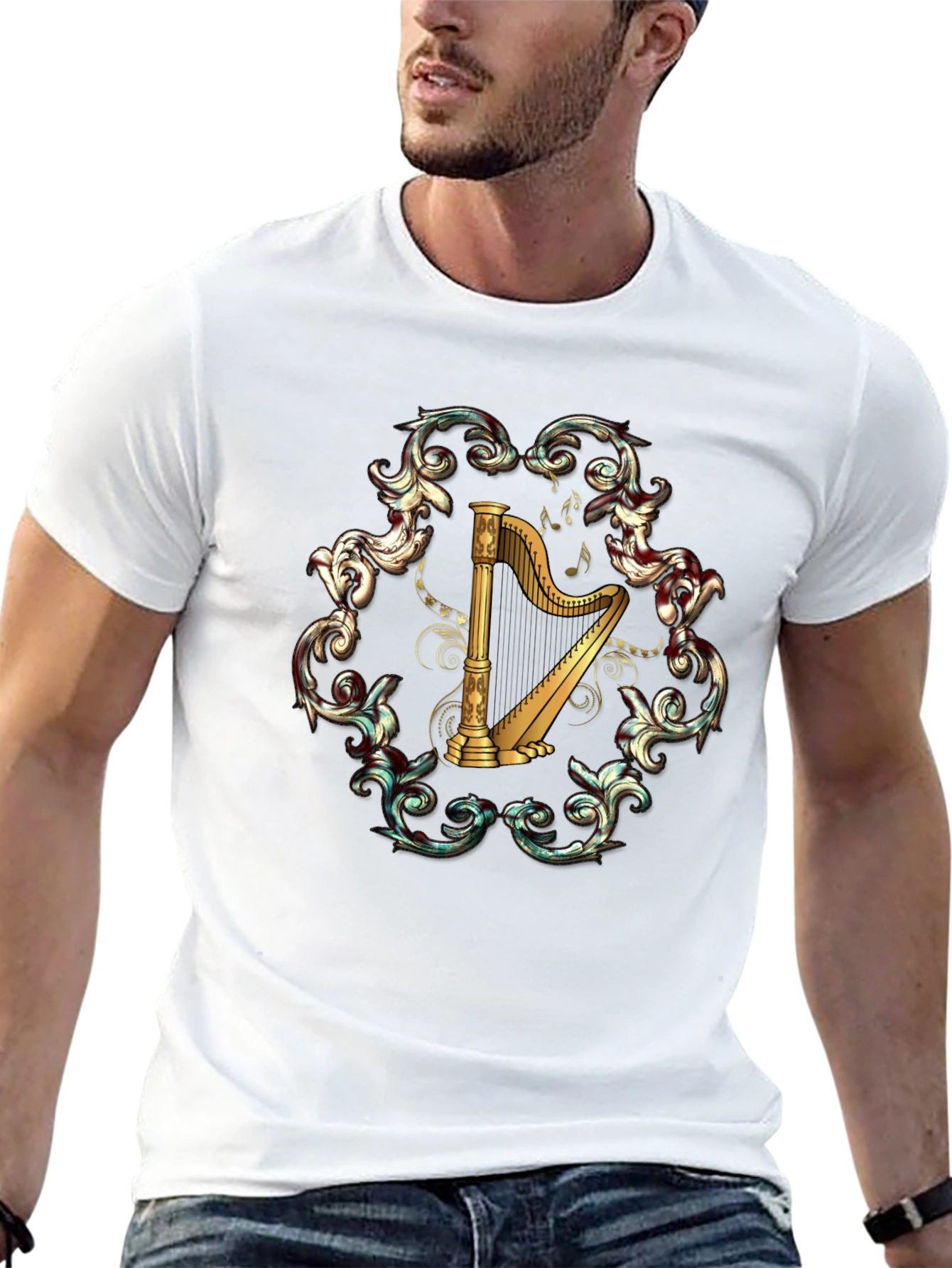 Harp Music T-Shirt - Classic Instrument Design