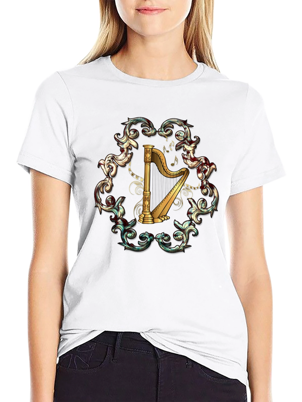 Harp Music T-Shirt - Classic Instrument Design