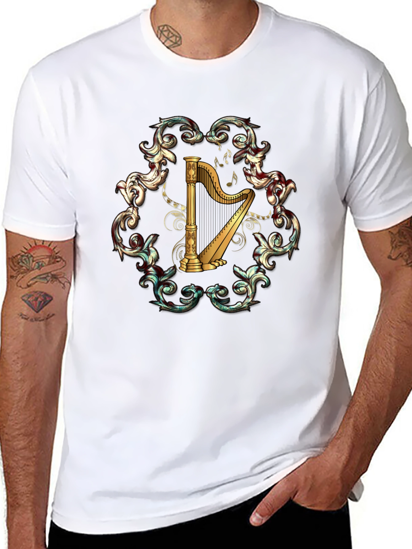 Harp Music T-Shirt - Classic Instrument Design