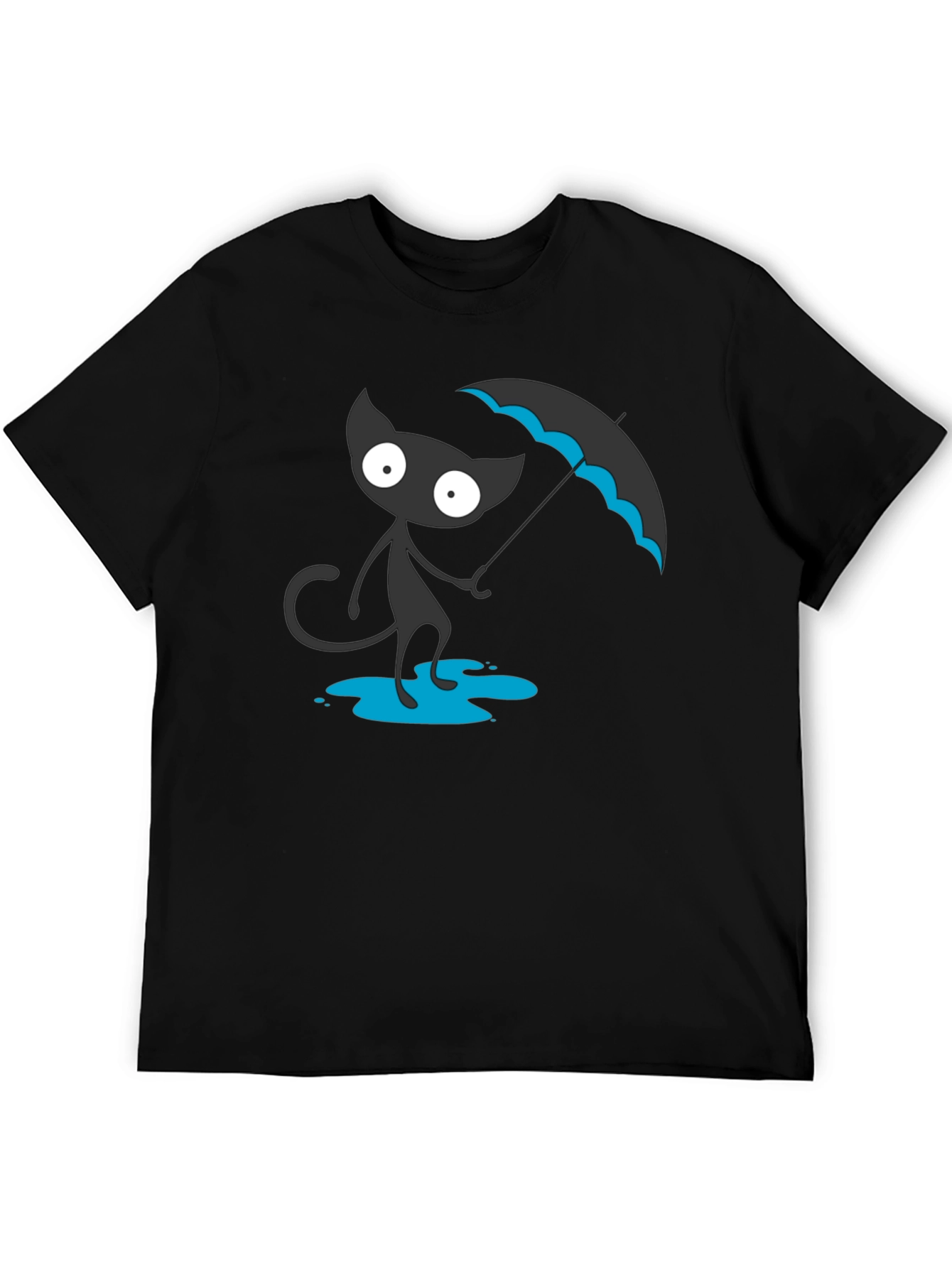 Black Cat with Umbrella Graphic Tee
