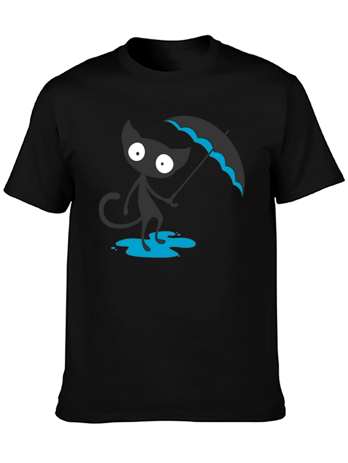Black Cat with Umbrella Graphic Tee