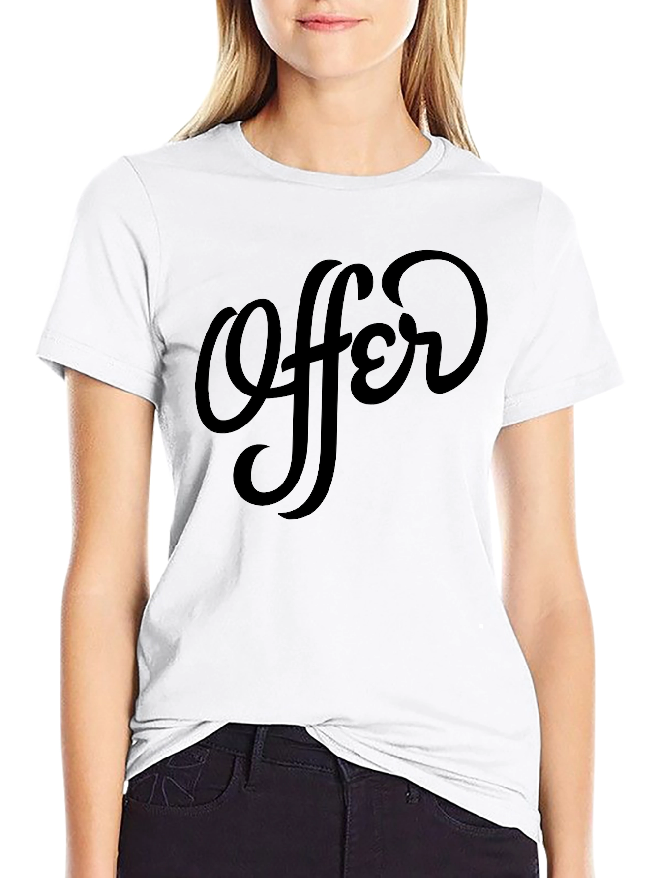 Offer Black Crew Neck T-Shirt