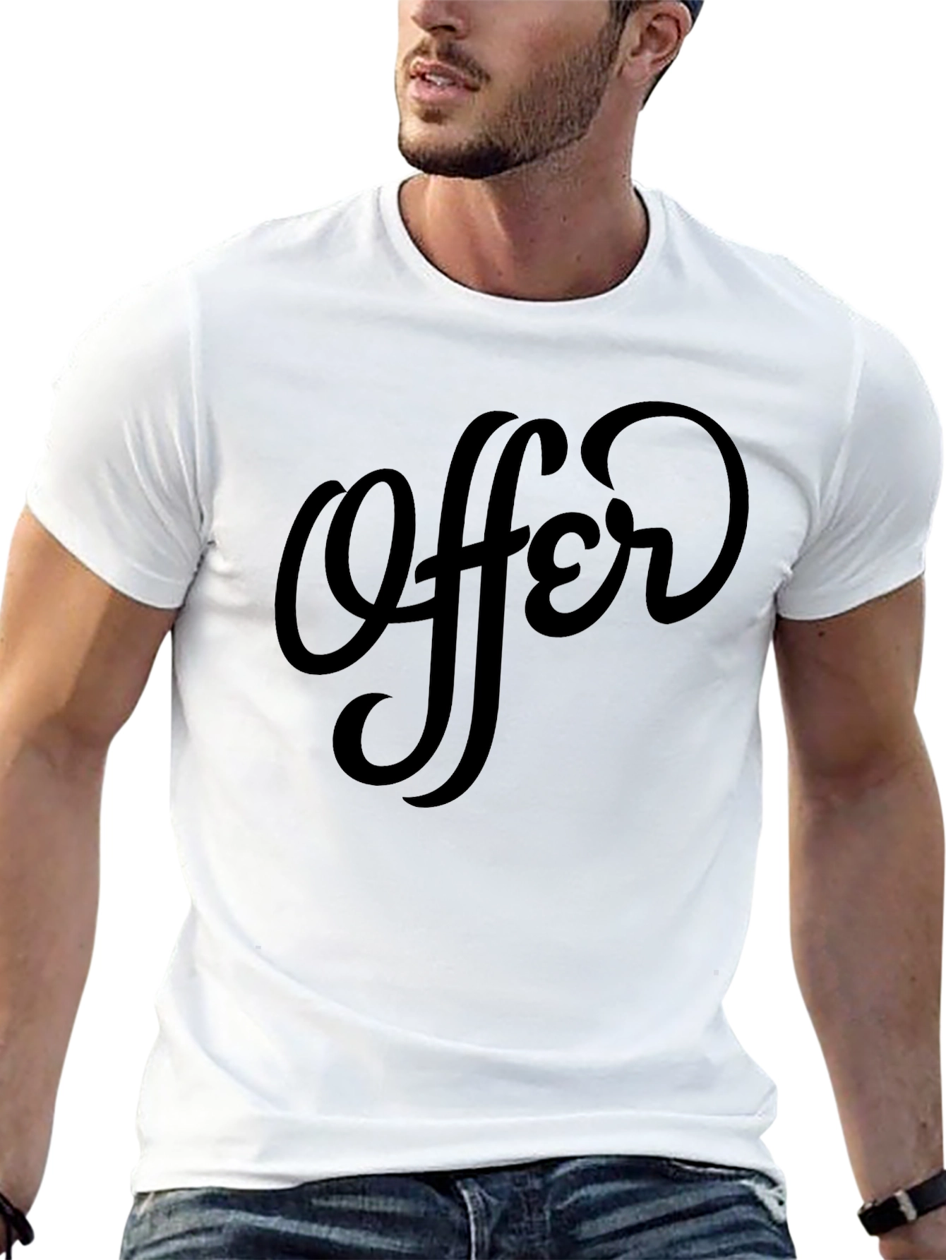 Offer Black Crew Neck T-Shirt