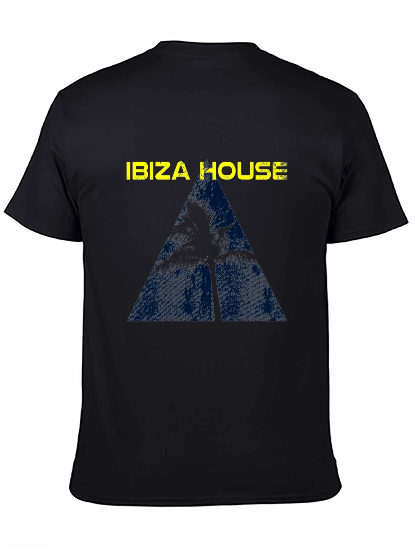 Ibiza House Palm Tree Graphic Tee - Black Cotton Blend