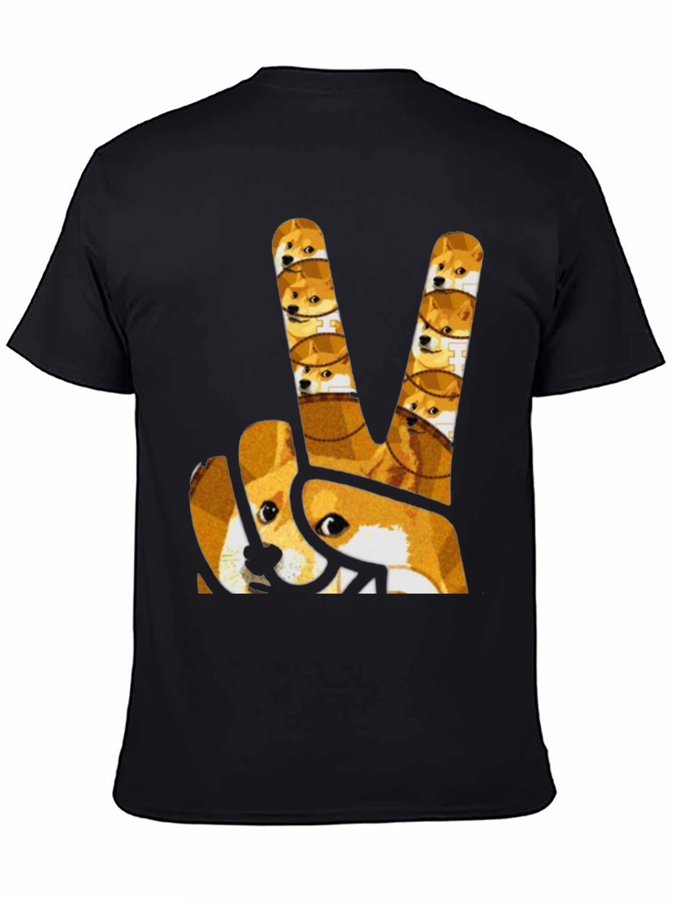 Doge Peace Sign Graphic Tee - Black