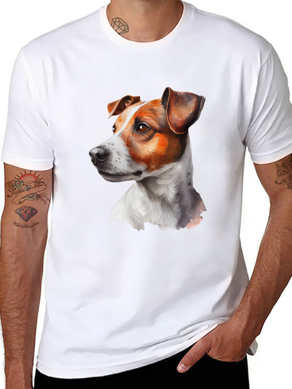 Dog Portrait Graphic Tee - Black