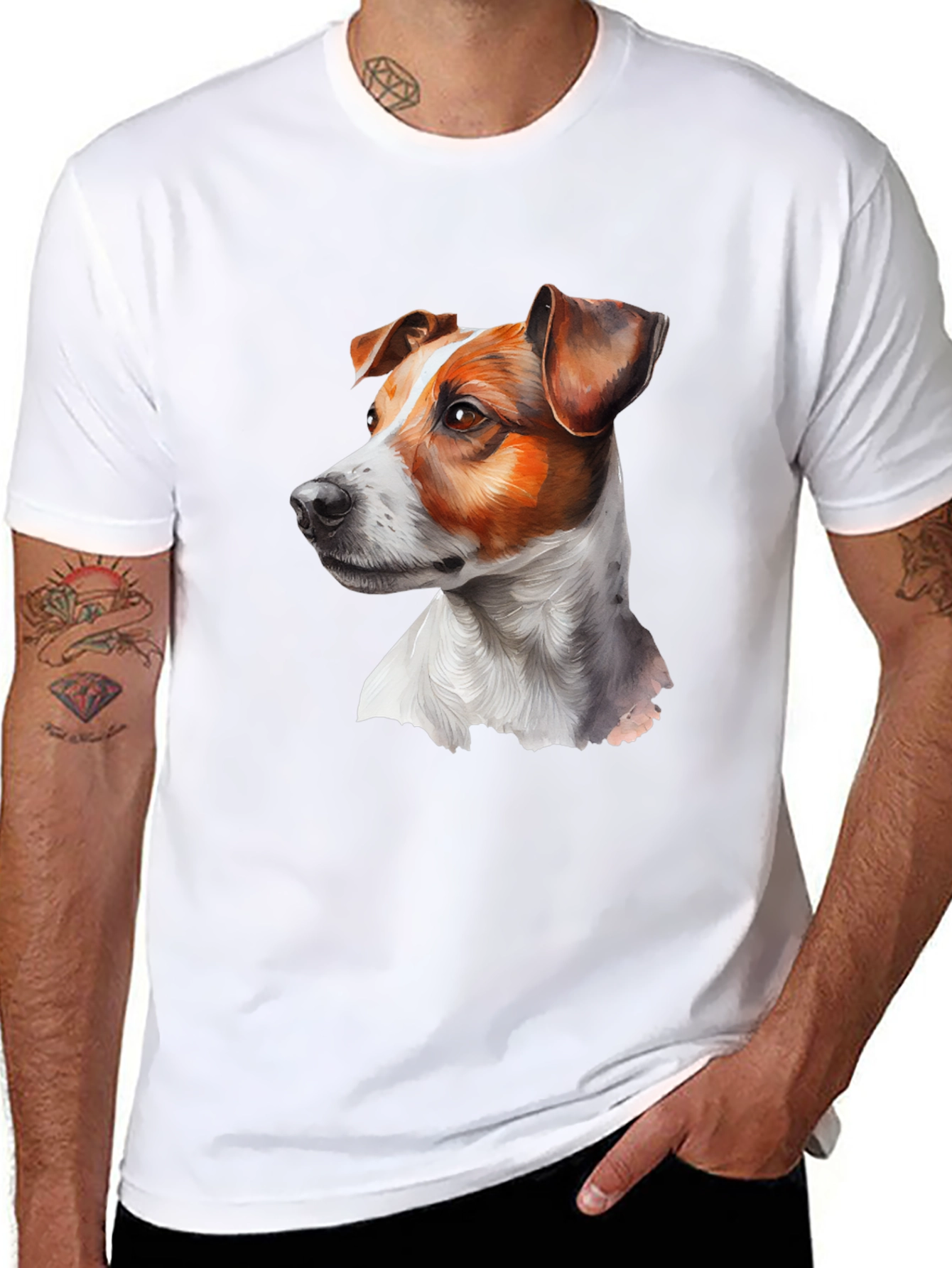 Dog Portrait Graphic Tee - Black