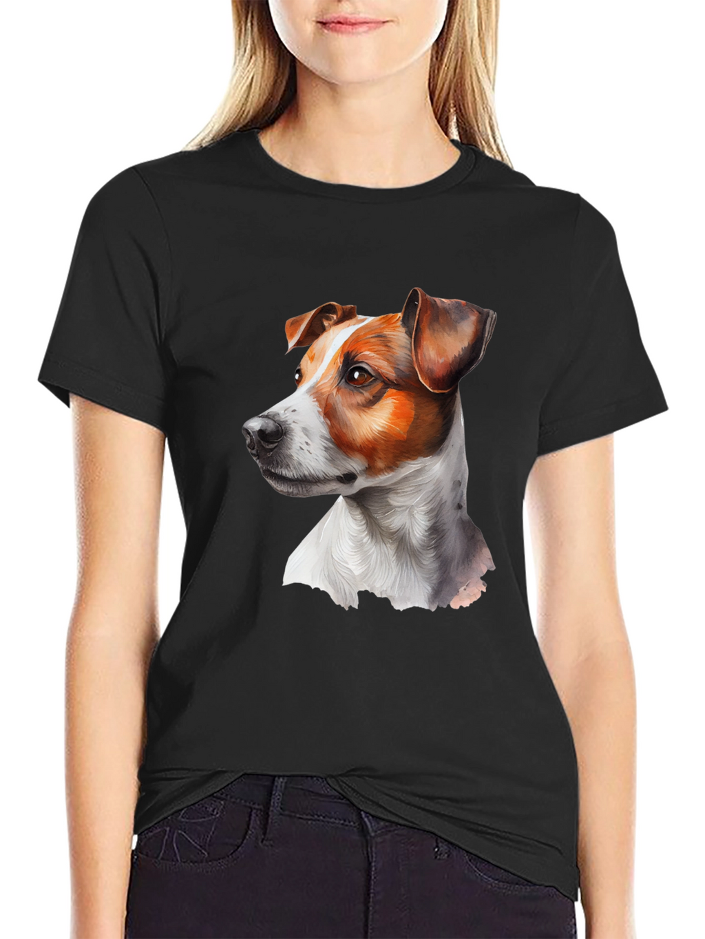 Dog Portrait Graphic Tee - Black
