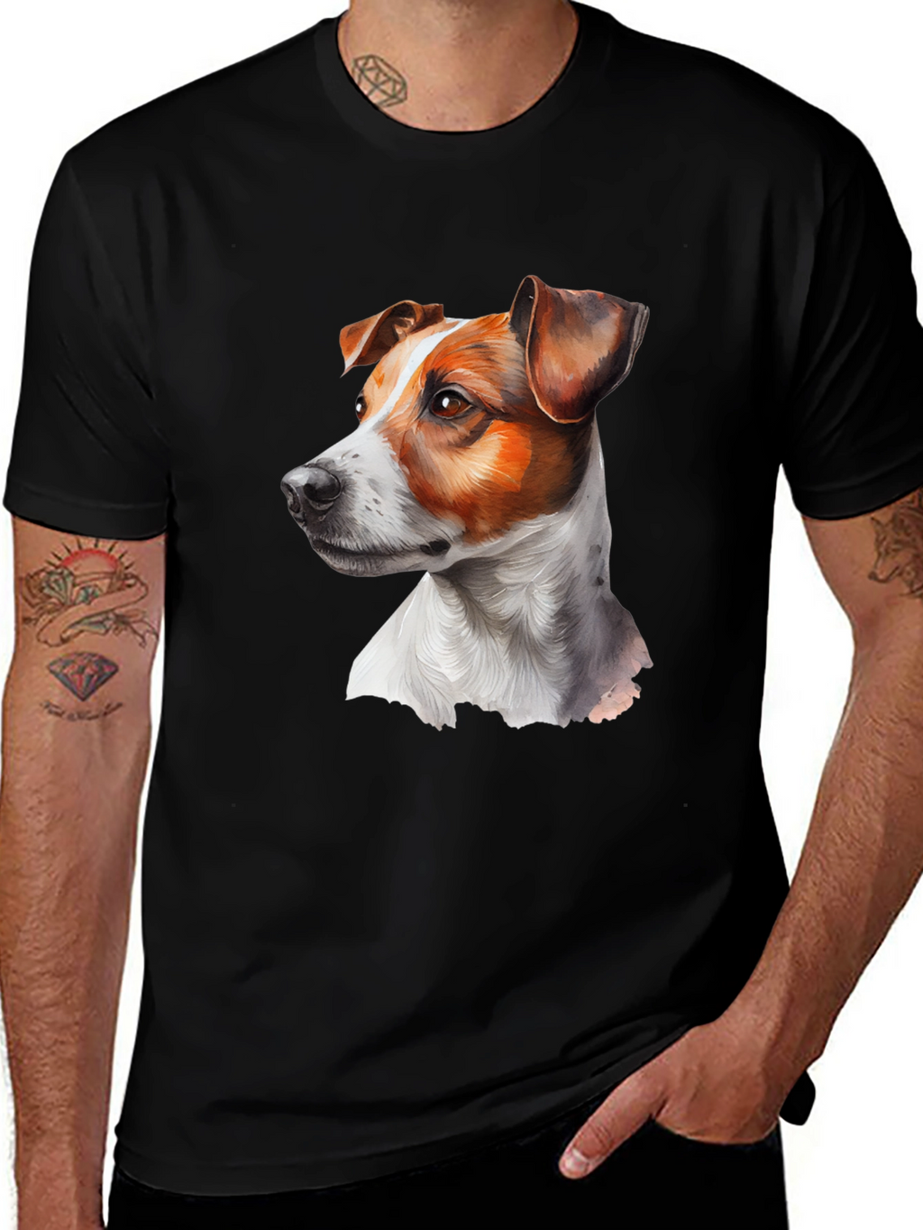 Dog Portrait Graphic Tee - Black