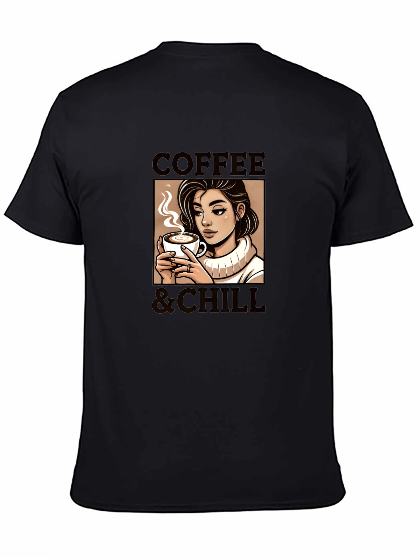 Coffee & Chill Graphic Tee - Relaxed Fit Black T-Shirt
