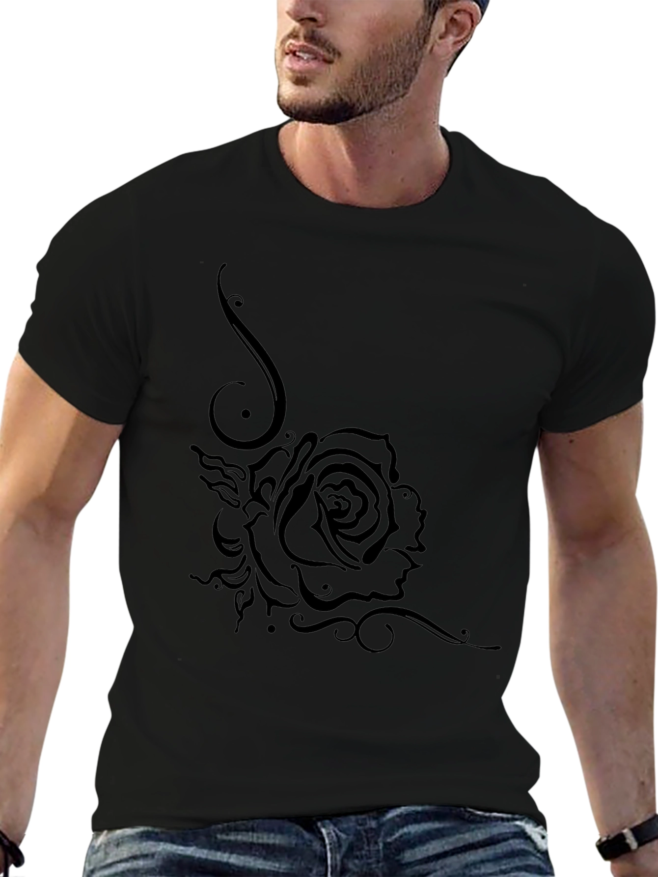 Black Rose Graphic T-Shirt - Casual Style