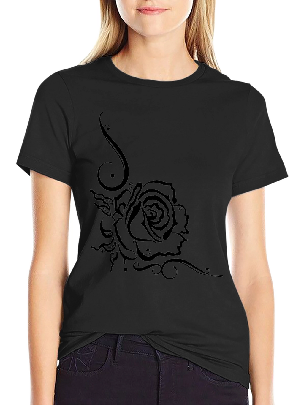 Black Rose Graphic T-Shirt - Casual Style